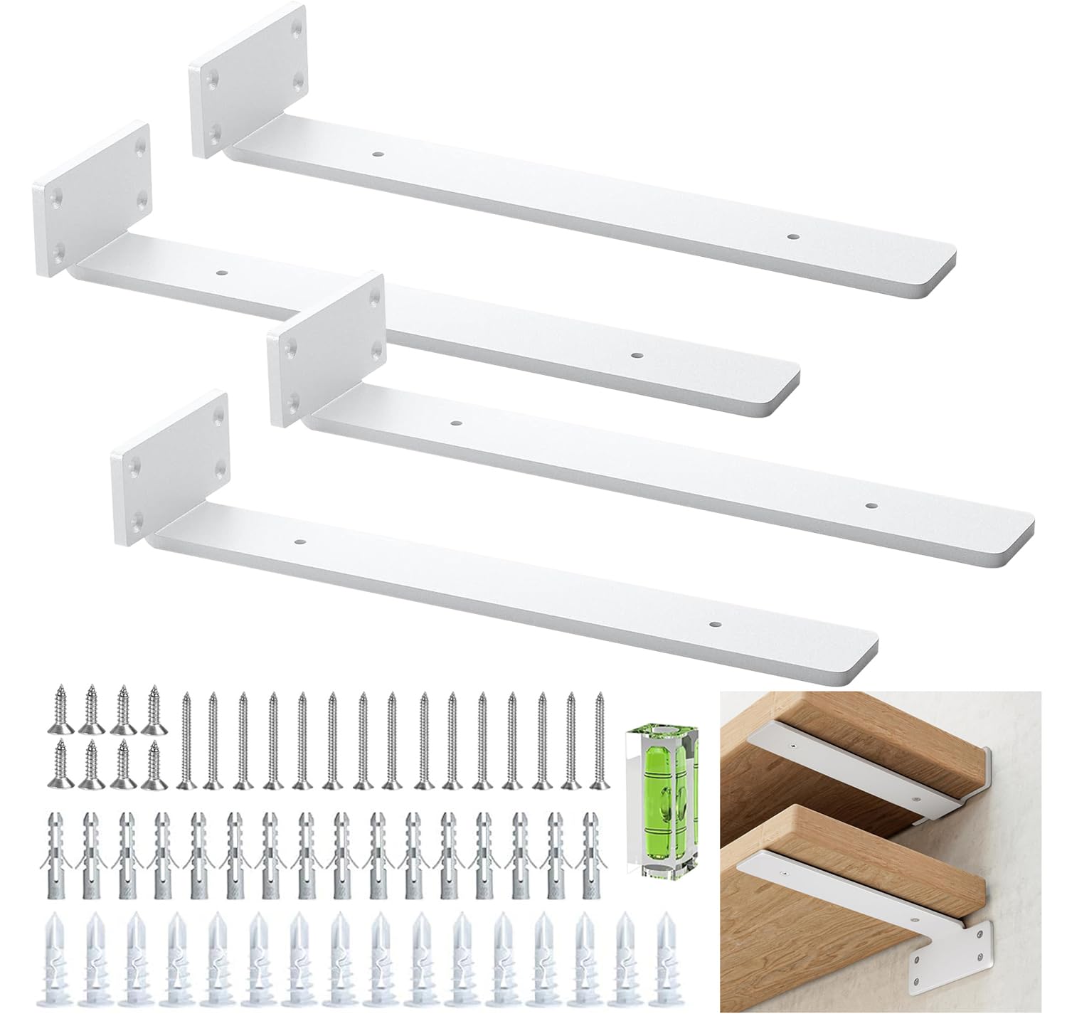 Staffe per Mensole Resistenti 30 cm, 4 Pezzi