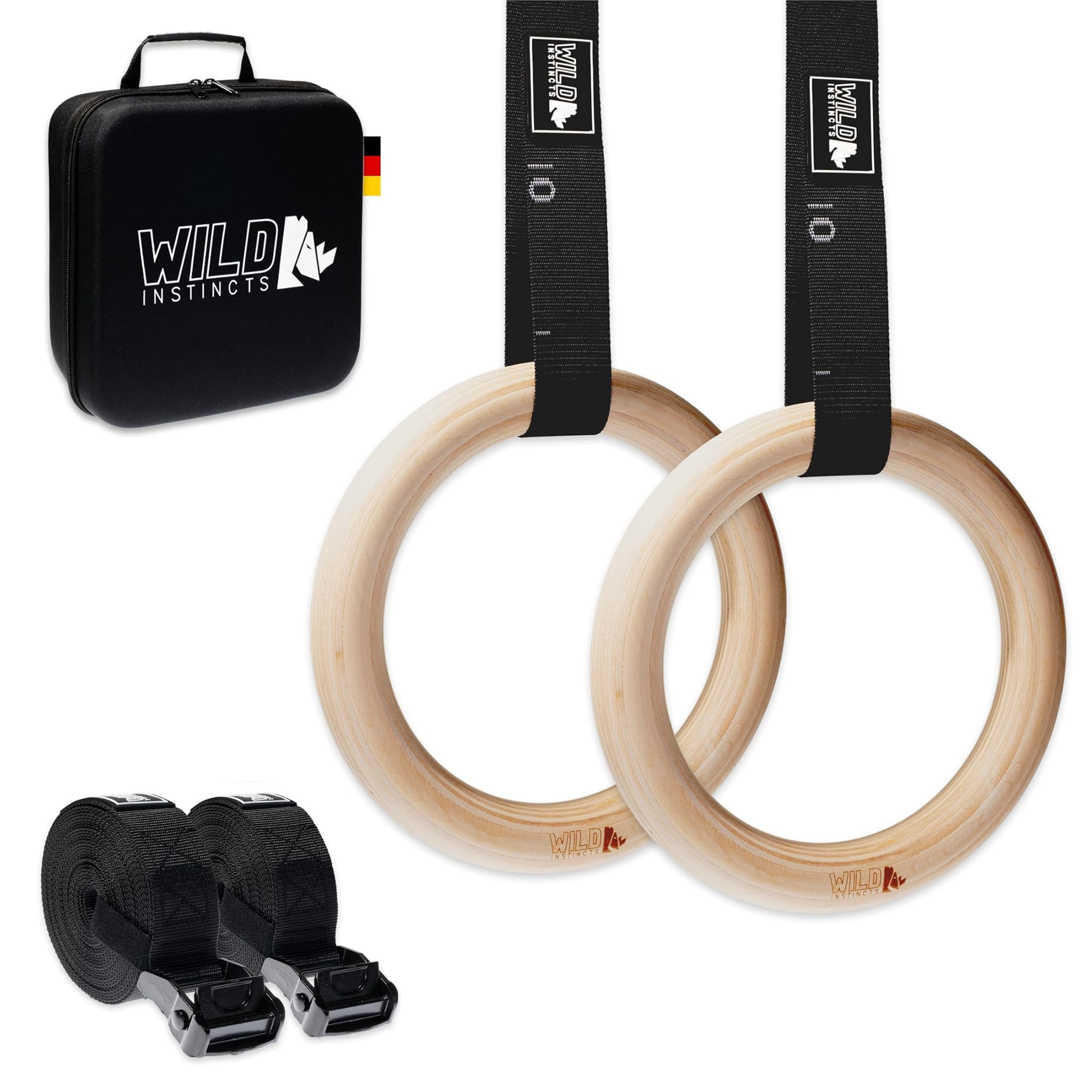 Wild Instincts Anelli da Ginnastica in Legno (28 & 32mm)