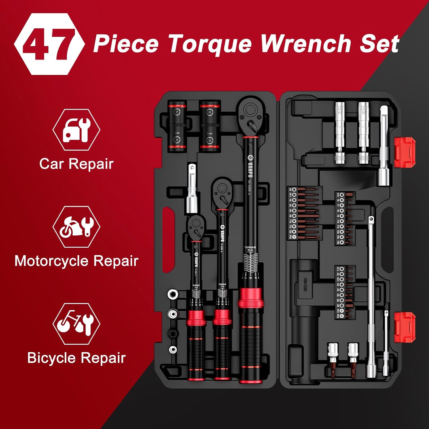 Vanpo Chiave Dinamometrica Set 47 Pezzi - immagine 2