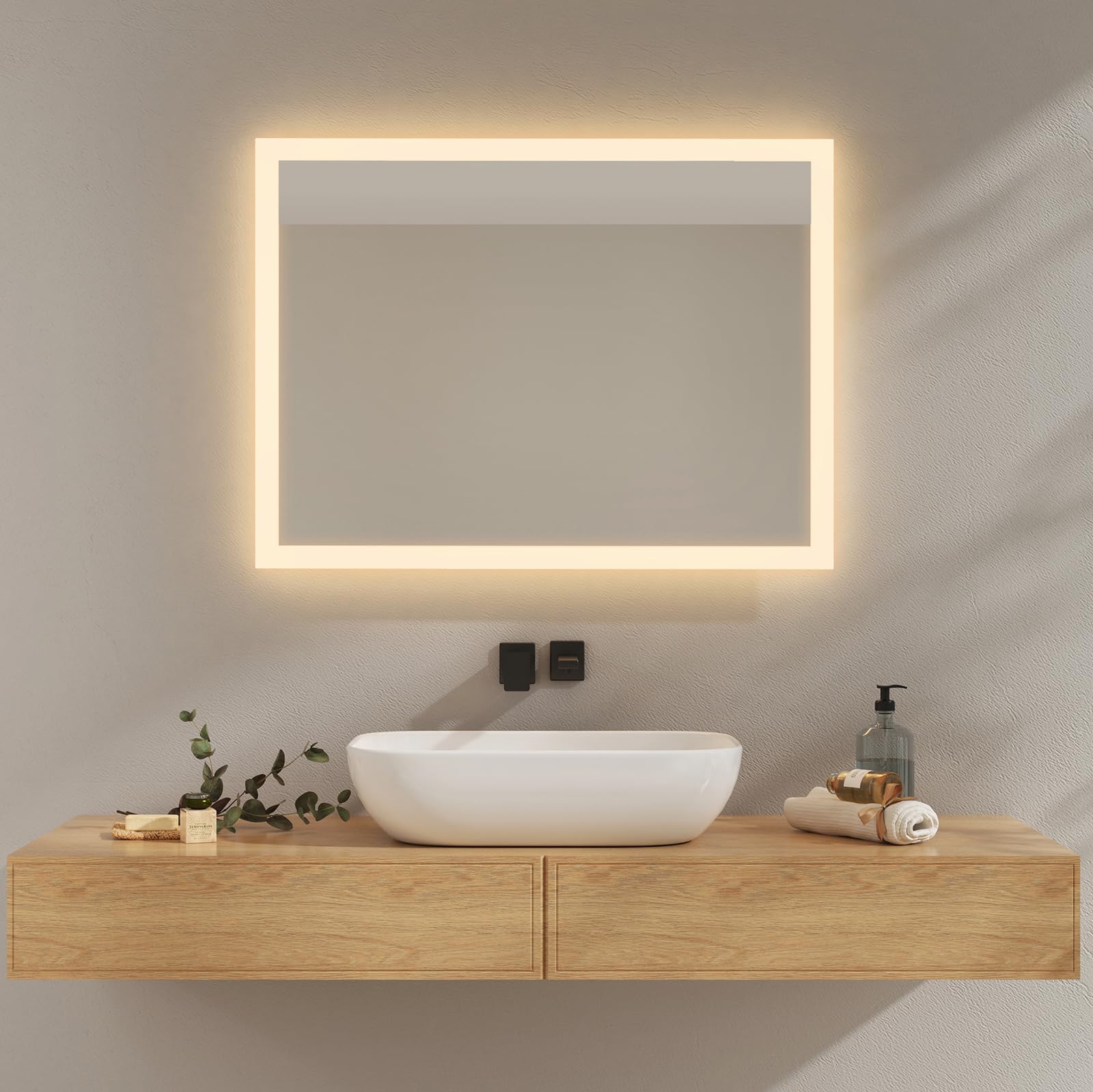 Emke Specchio da Bagno con Luce LED 60x80 cm