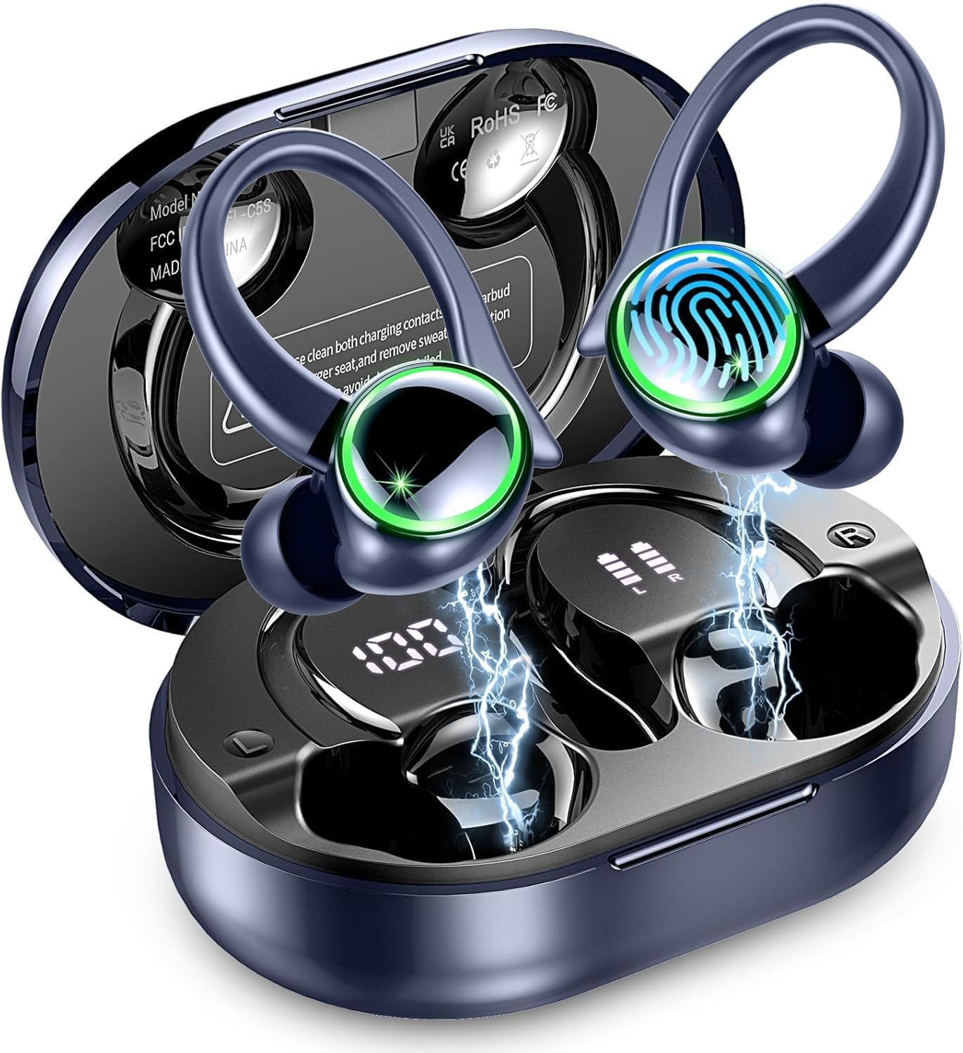 Cuffie Bluetooth Sport HiFi Stereo con LED Display