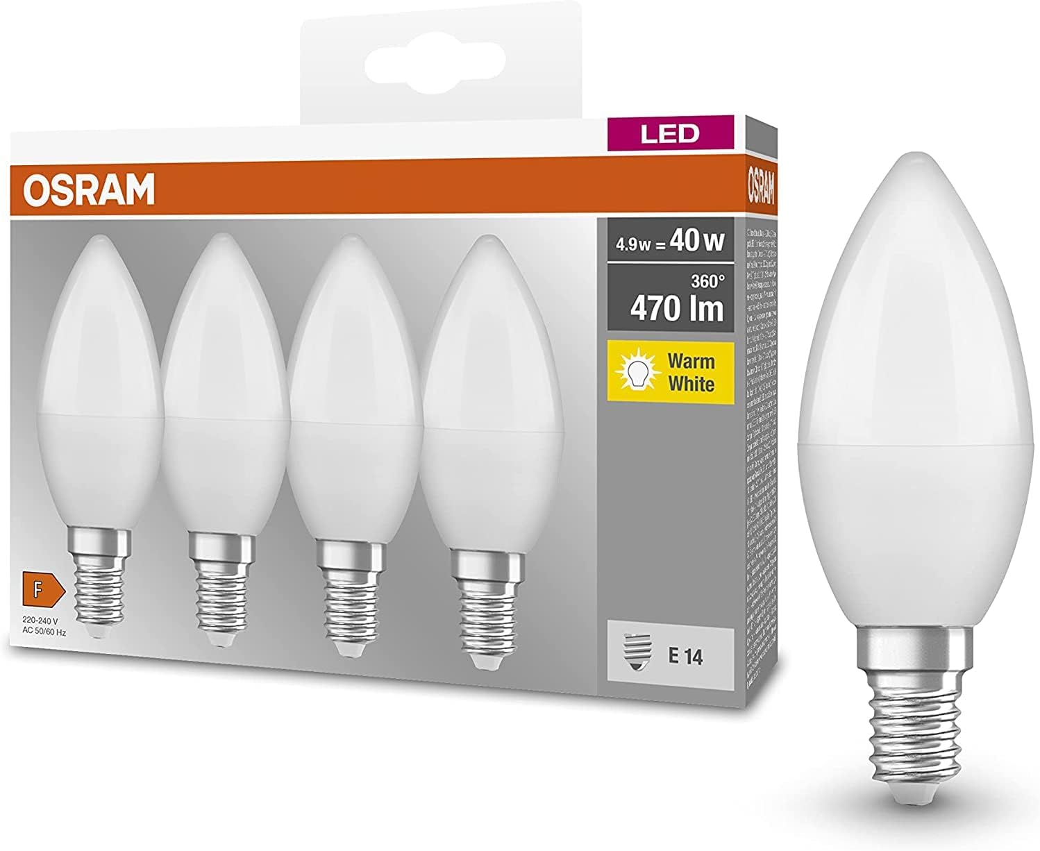 Osram LED Base Classic B - Lampada E14 5W (4 pezzi) - immagine 1