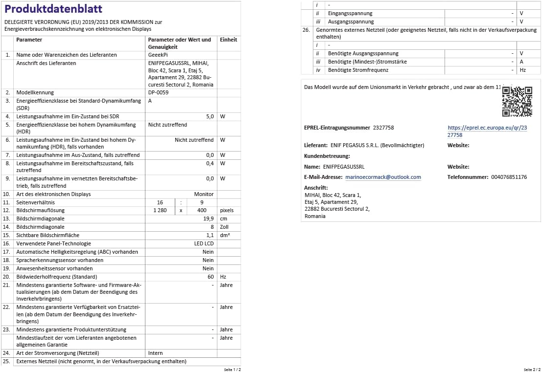 Geeekpi - Display Touchscreen LCD Capacitivo 7.8" 1280x400 - immagine 10