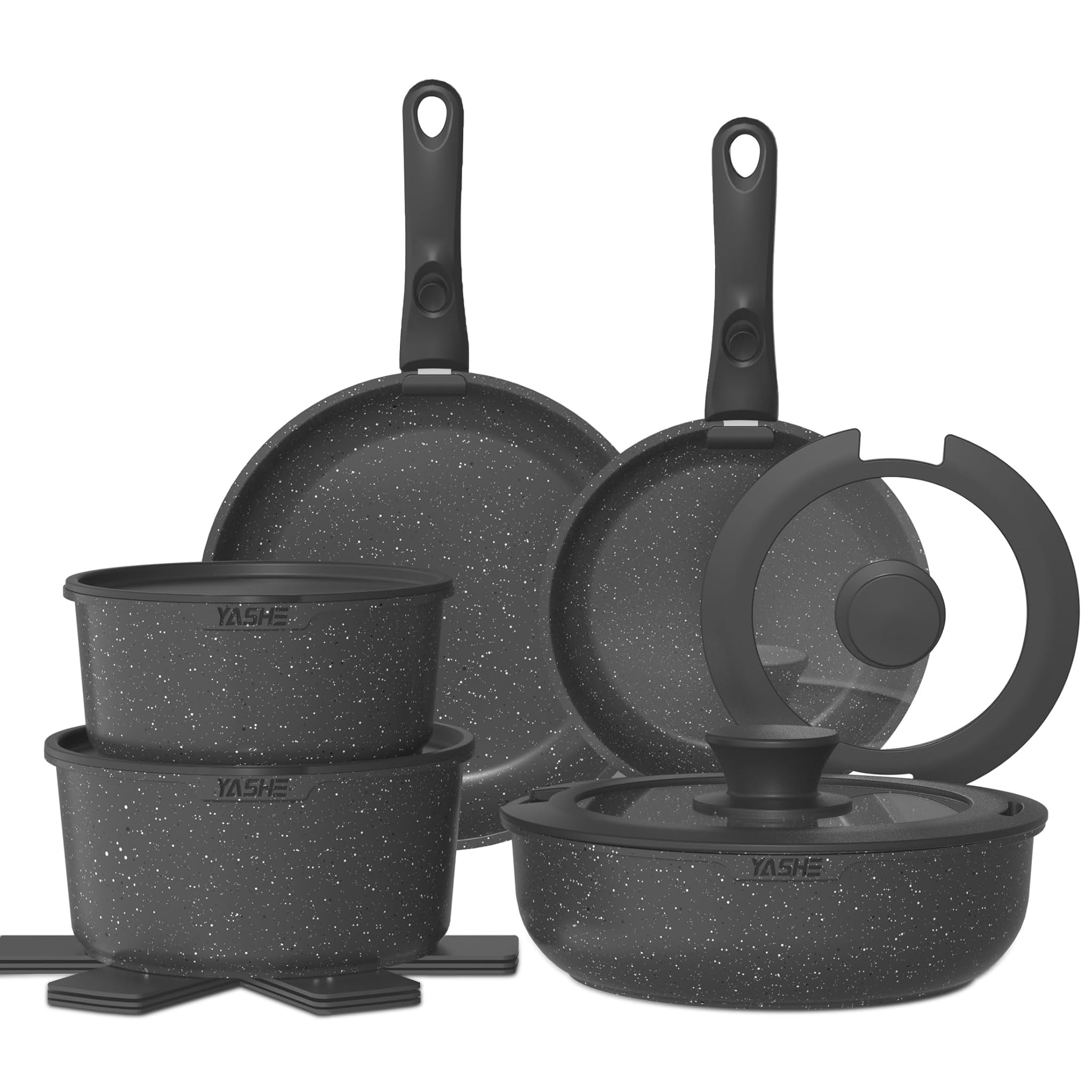 Yashe Set da Cucina 15 Pezzi Antiaderente