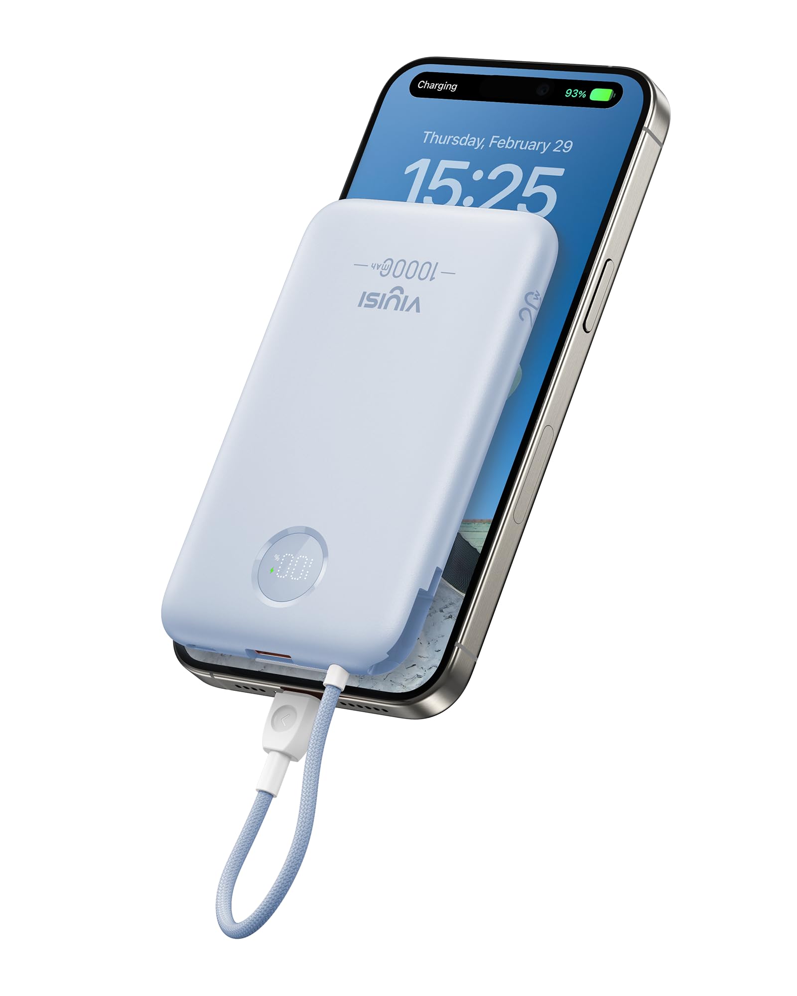 Viyisi Powerbank 10000mAh 22,5W con Cavo USB-C, Blu