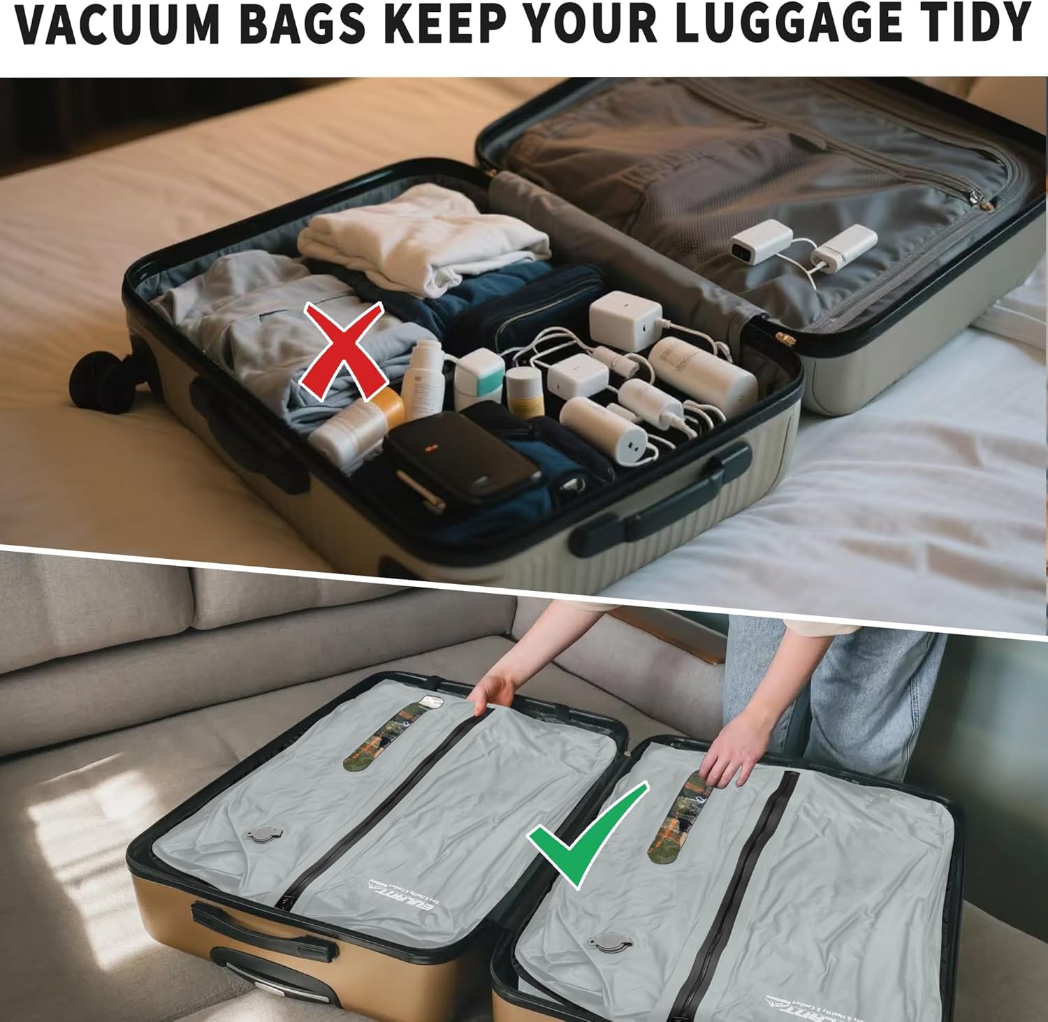 Eulant Sacchetti Sottovuoto Vestiti Viaggio Riutilizzabili - immagine 5