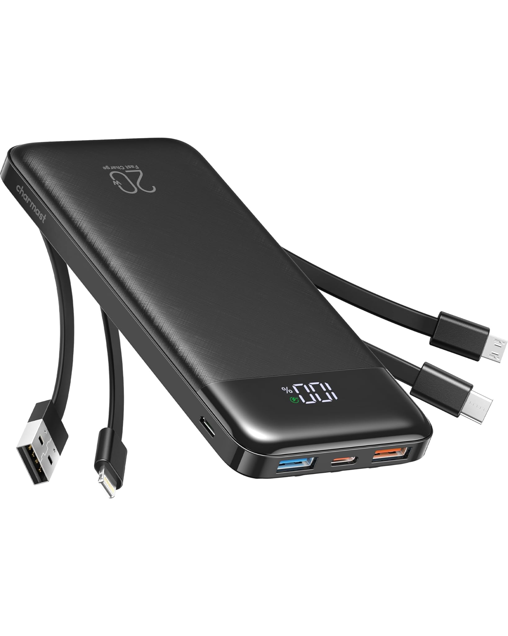 Charmast Power Bank 20000mAh con Cavi Integrati