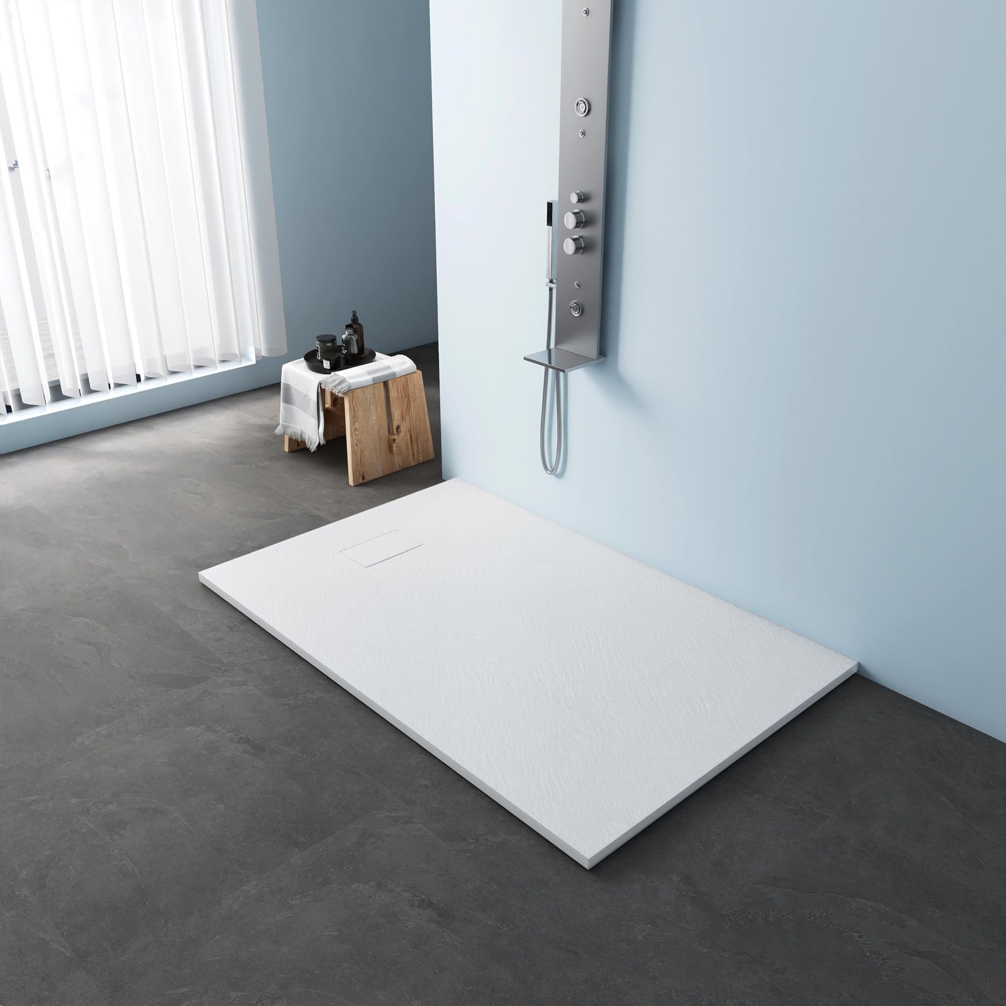 Piatto Doccia SMC 140x90cm Effetto Ardesia Bianco