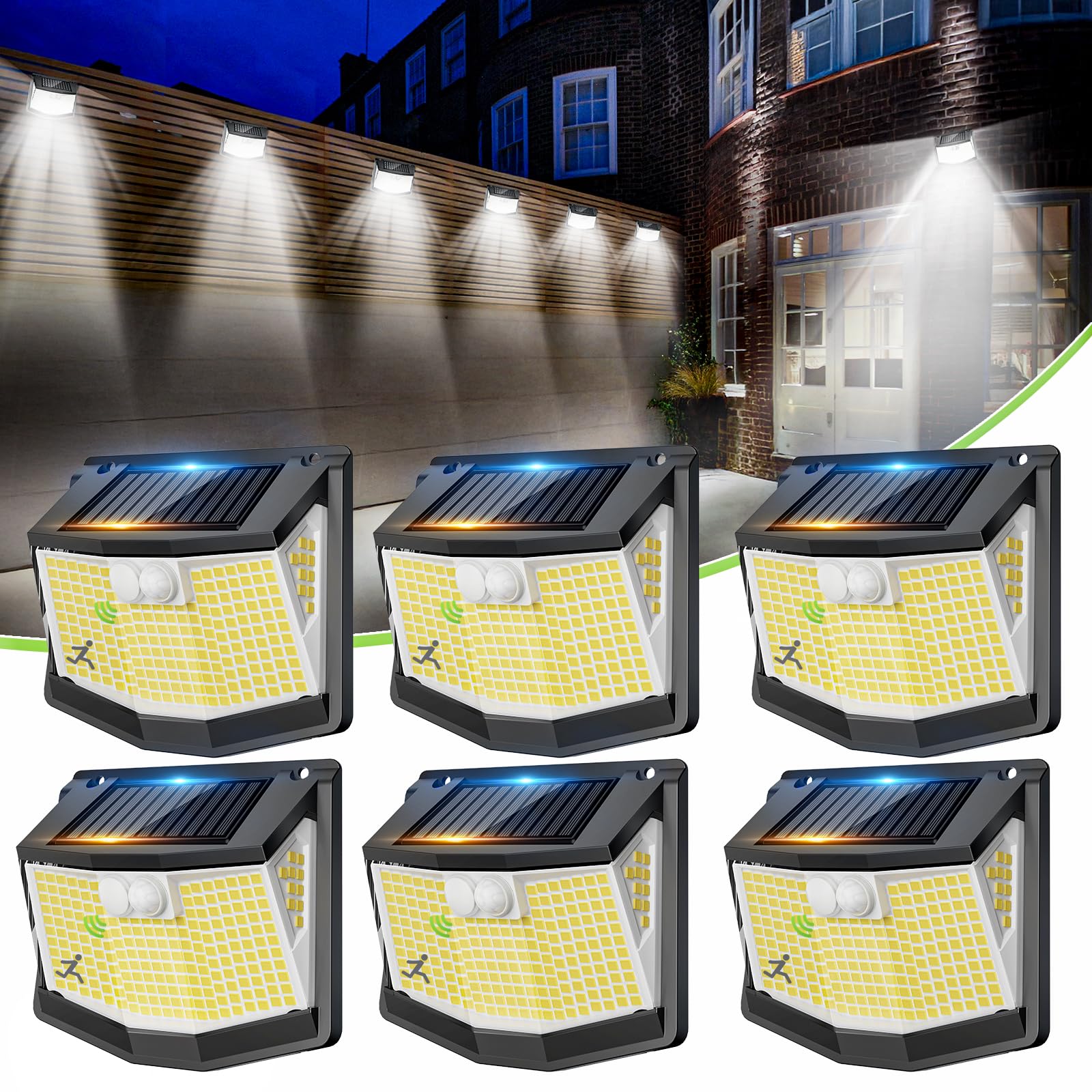 Luci LED Solare Esterno 248 LED con Sensore Movimento (6 Pezzi)