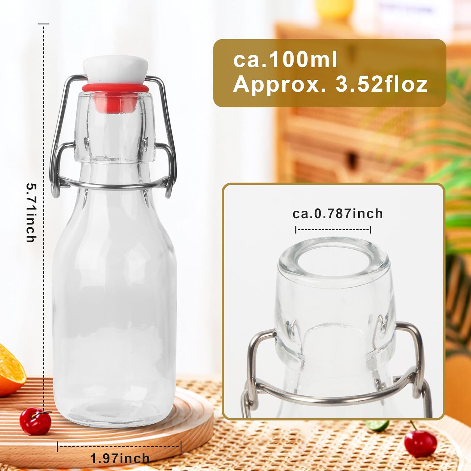 Set 12 Bottiglie in Vetro 100ml con Tappo Ermetico - immagine 2