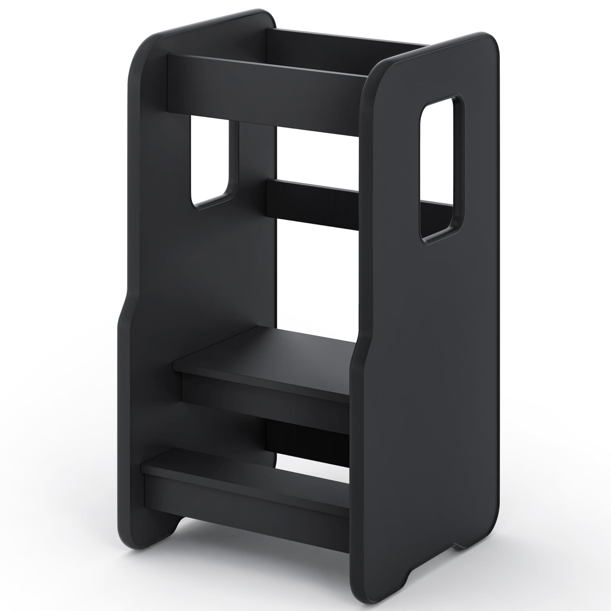 Torre Montessoriana Bambini Regolabile 3 Livelli, Nero