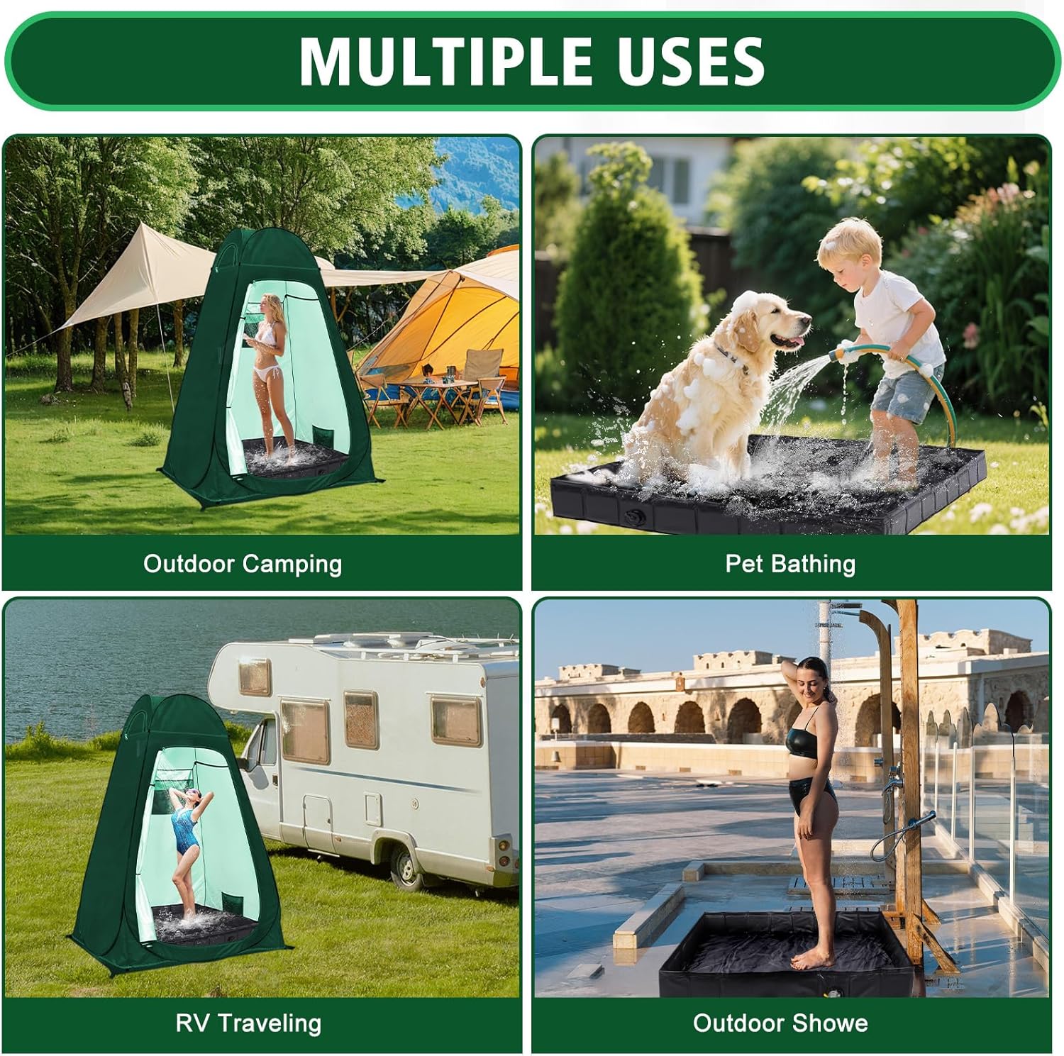 Base Doccia Pieghevole Esterni in PVC Portatile - immagine 5