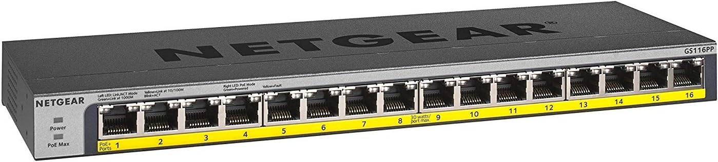 Netgear Switch Ethernet PoE 16 Porte Unmanaged GS116PP - immagine 1