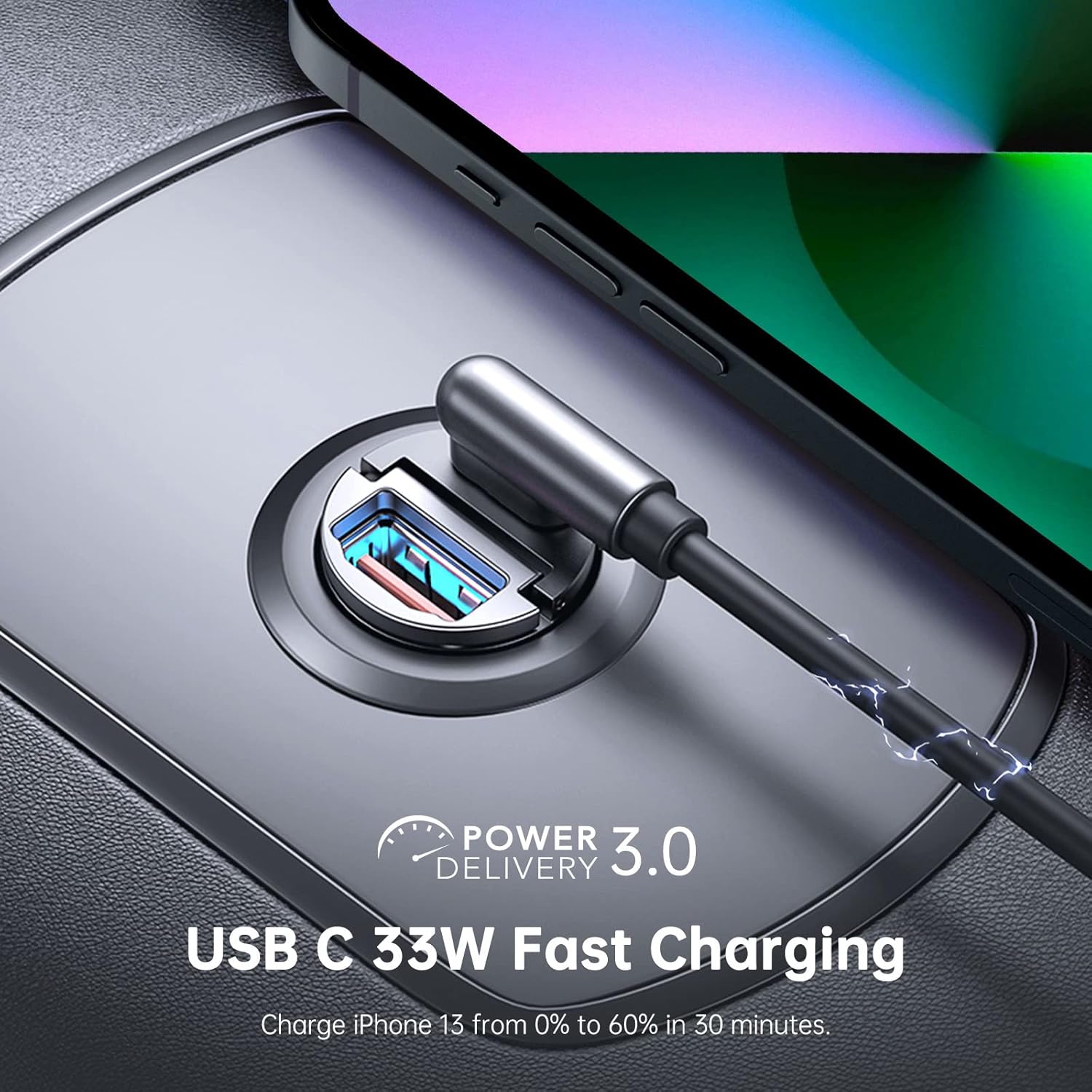 Omars Caricabatterie Auto USB-C 33W + USB-A 30W - immagine 2