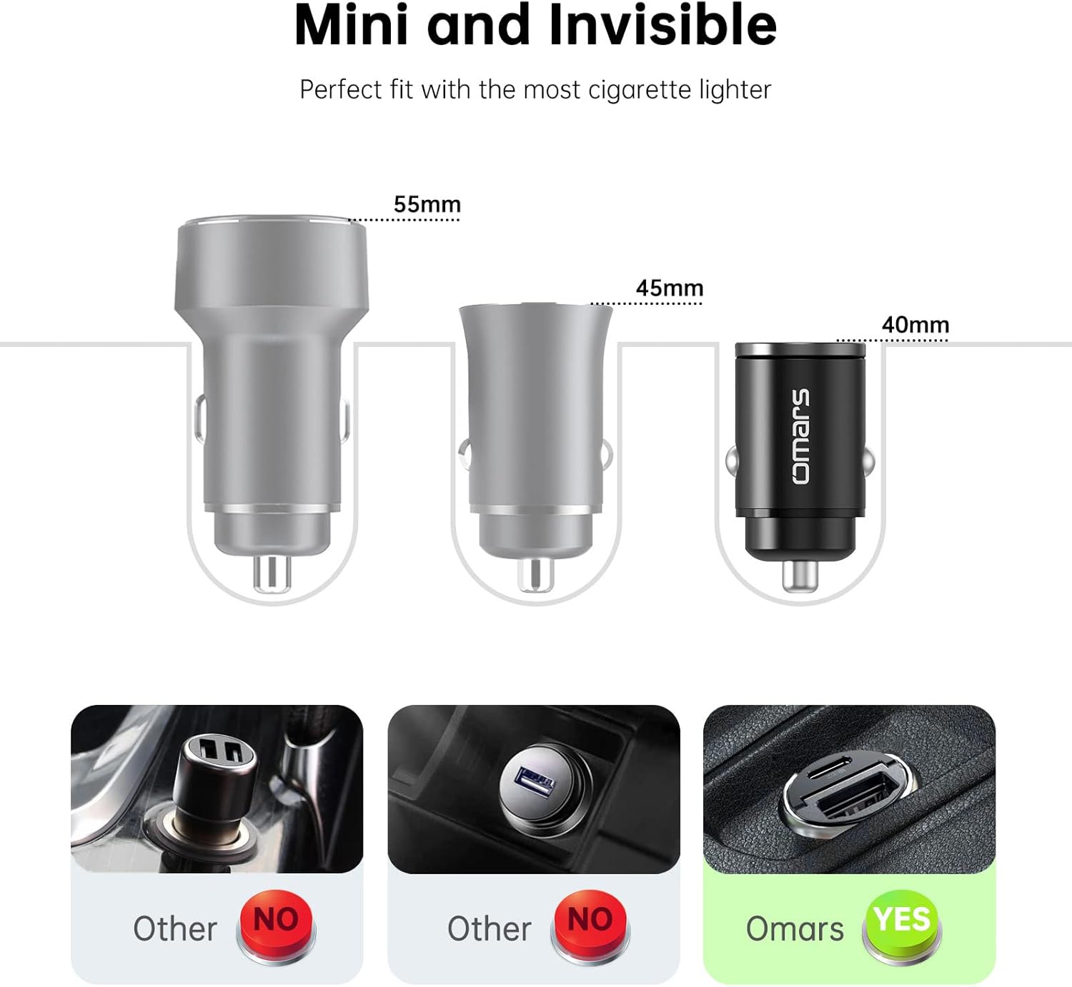 Omars Caricabatterie Auto USB-C 33W + USB-A 30W - immagine 4