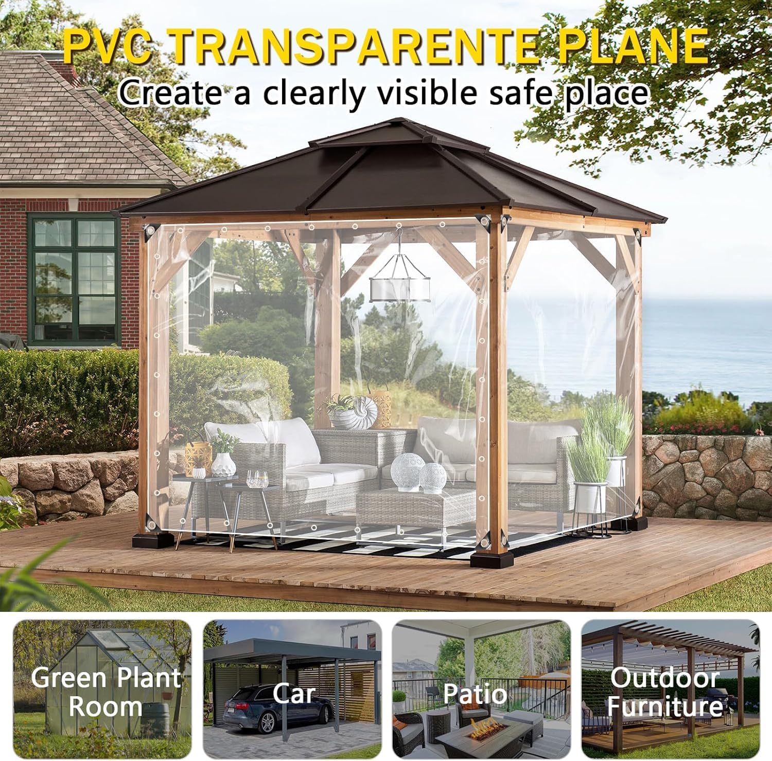 Telo Telone Impermeabile Esterno Occhiellato 4x6m Trasparente - immagine 3