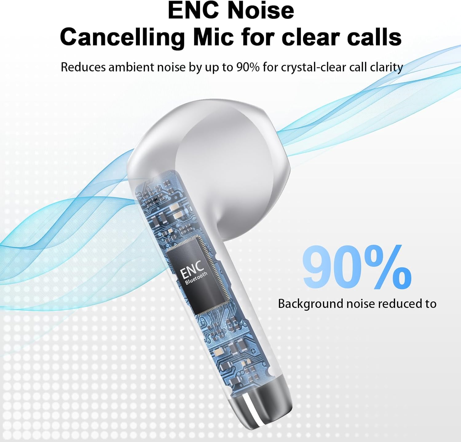 Cuffie Bluetooth 5.4 In Ear 50H, Argento - immagine 4