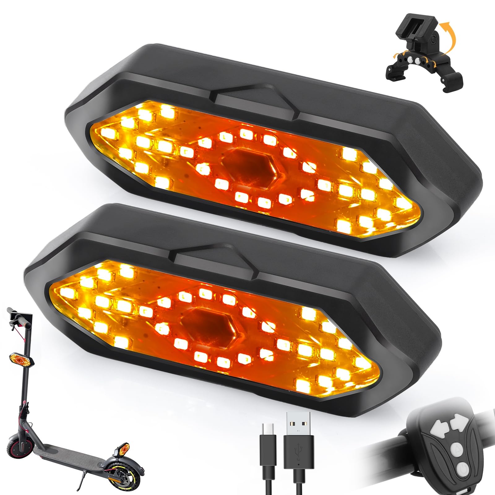 2 Indicatori di Direzione Scooter con Telecomando USB