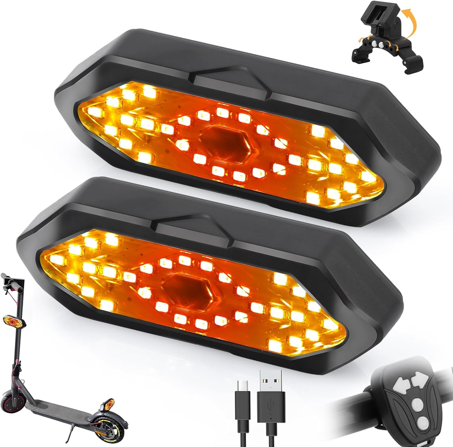 2 Indicatori di Direzione Scooter con Telecomando USB - immagine 1