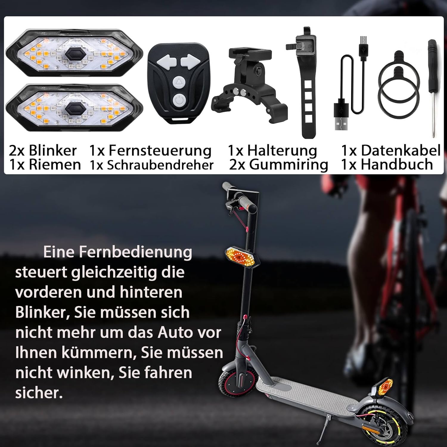2 Indicatori di Direzione Scooter con Telecomando USB - immagine 6
