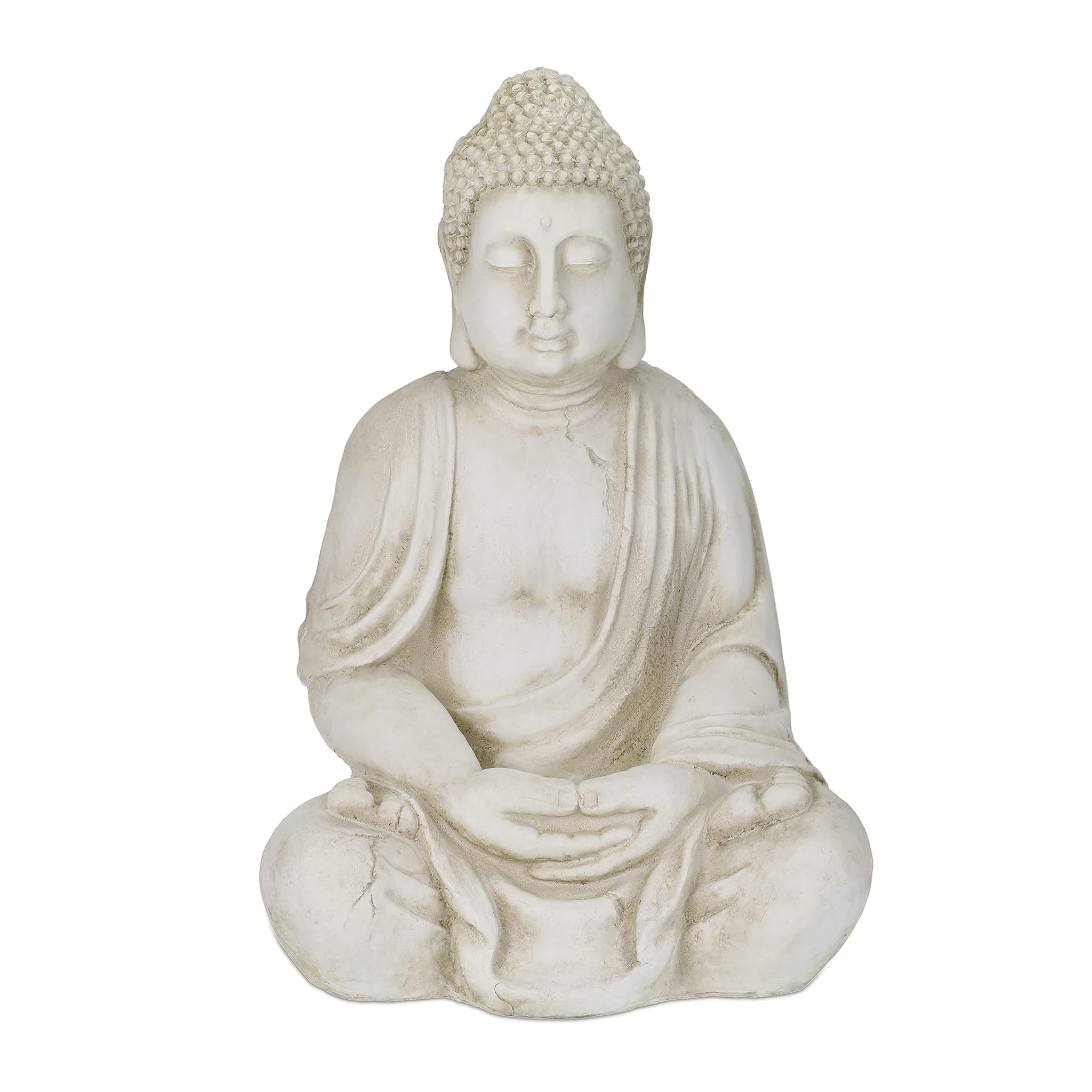 Relaxdays Buddha - Figura da Giardino 70cm, Crema
