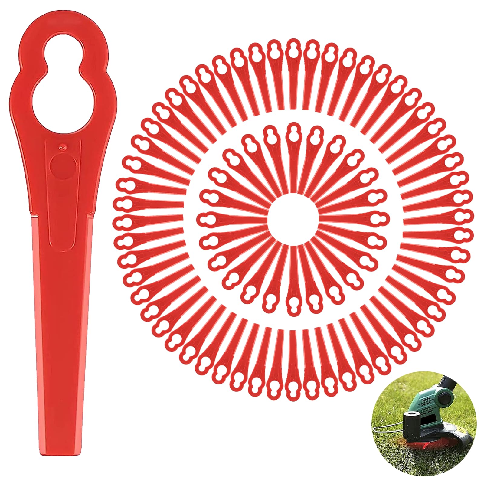 Lame per Tagliaerba - 150 Pezzi di Ricambio in Plastica, Rosso