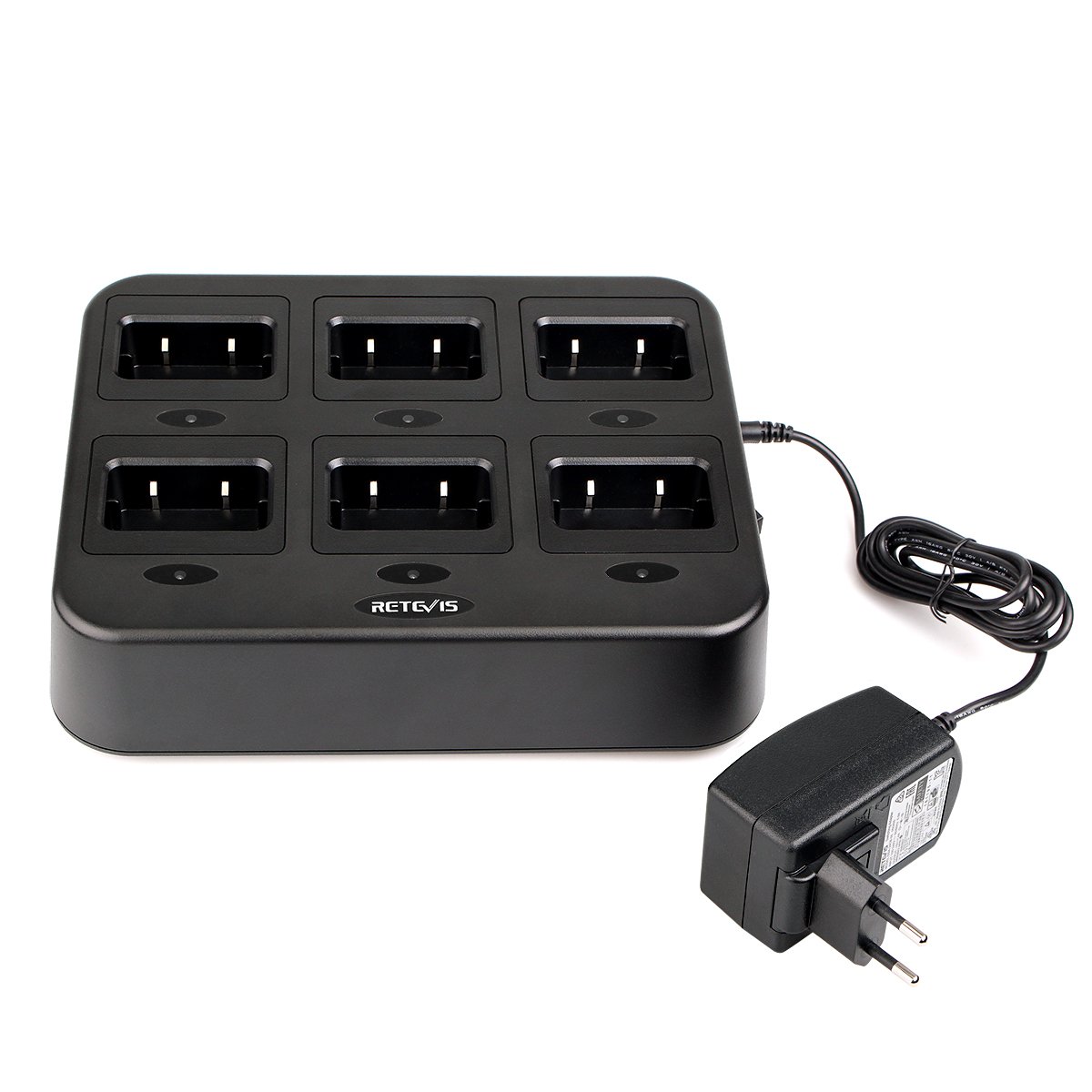 Retevis Caricatore a 6 Vie per Walkie Talkie (Nero)