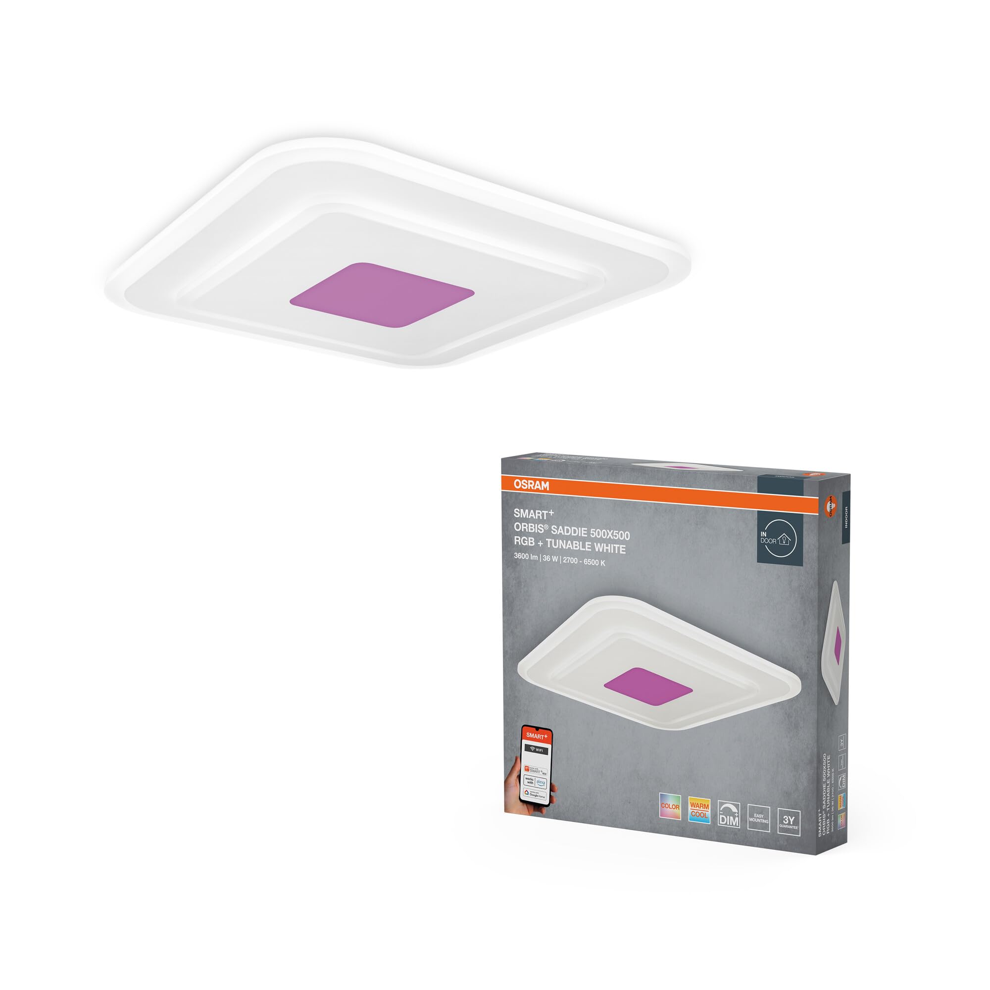 Osram SMART+ WiFi Orbis Saddie Plafoniera LED 500x500mm