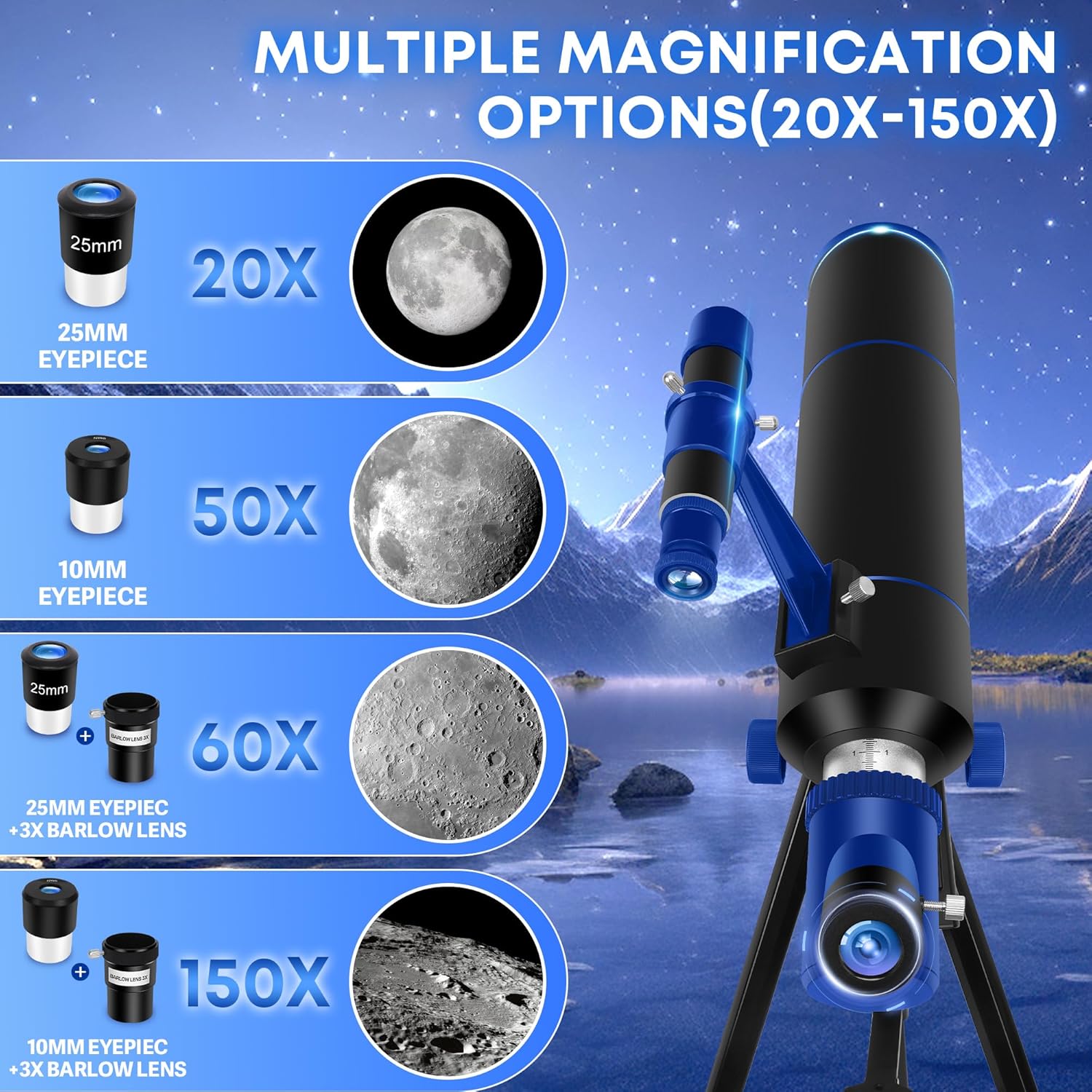 Dianfan Telescopio Astronomico 80mm Apertura 500mm - immagine 3