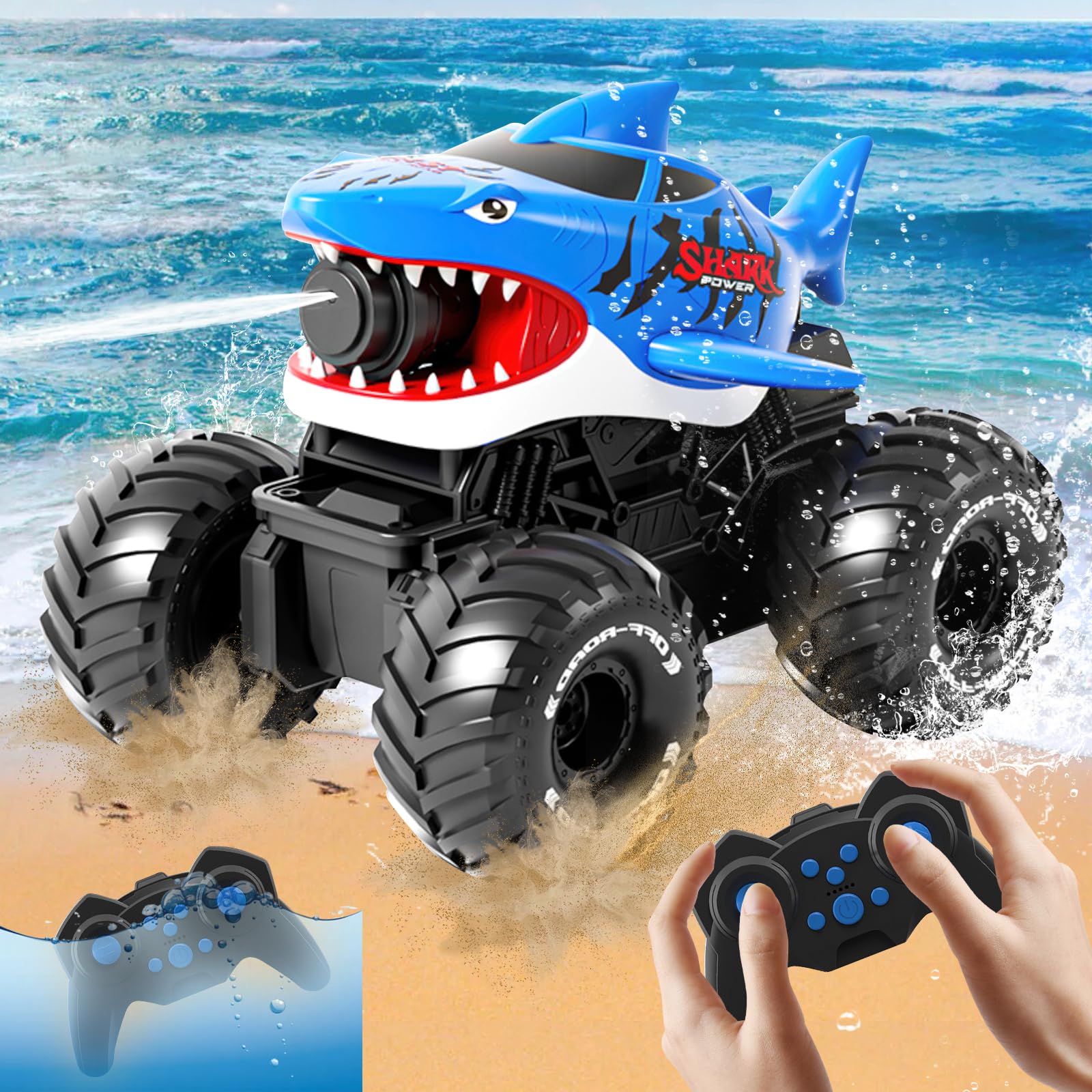 HUAJUN Auto Telecomandata Anfibia 4WD 360° Rotazione