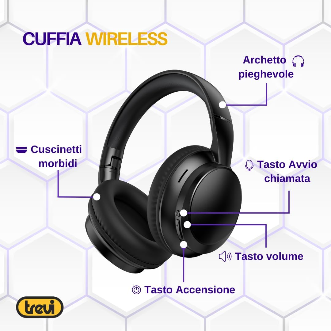 Trevi DJ 12E35 BT Cuffie Wireless Over Ear - immagine 3