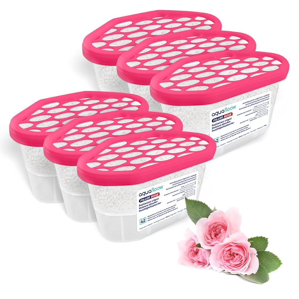 Aquafloow Assorbitore di Umidità 400ml, Rose (6 pezzi)