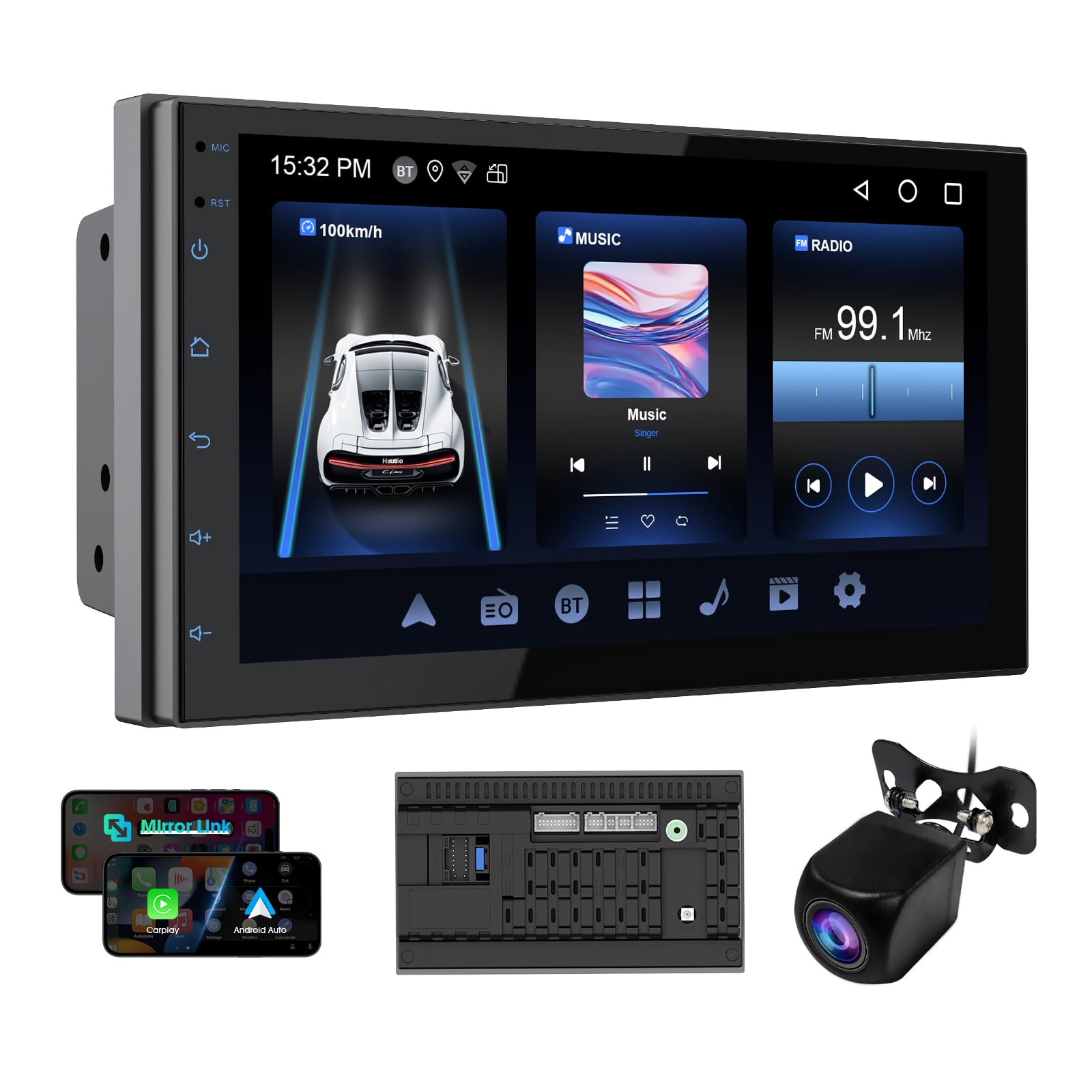 Autoradio 7 pollici 2 Din con Carplay e Android Auto
