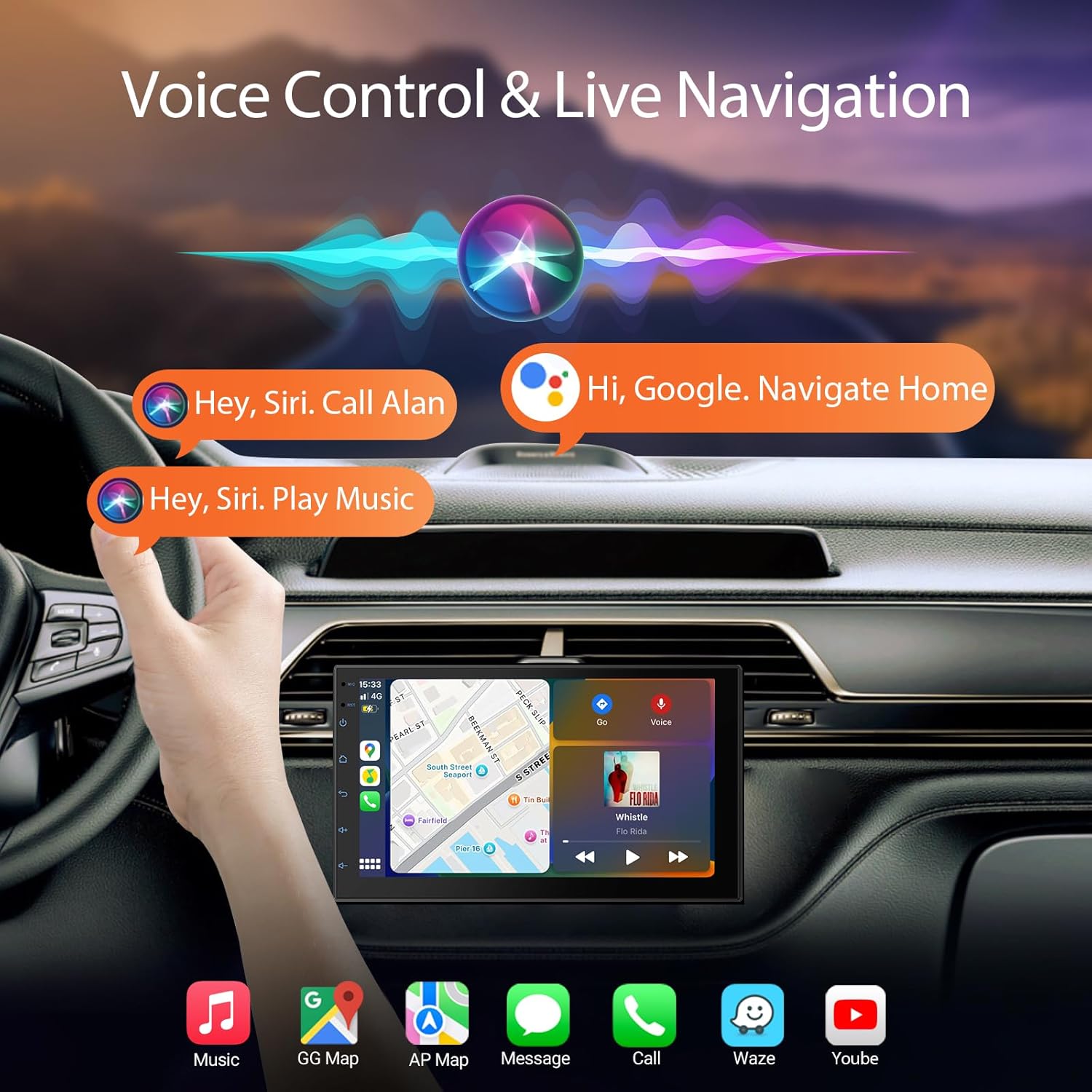 Autoradio 7 pollici 2 Din con Carplay e Android Auto - immagine 5