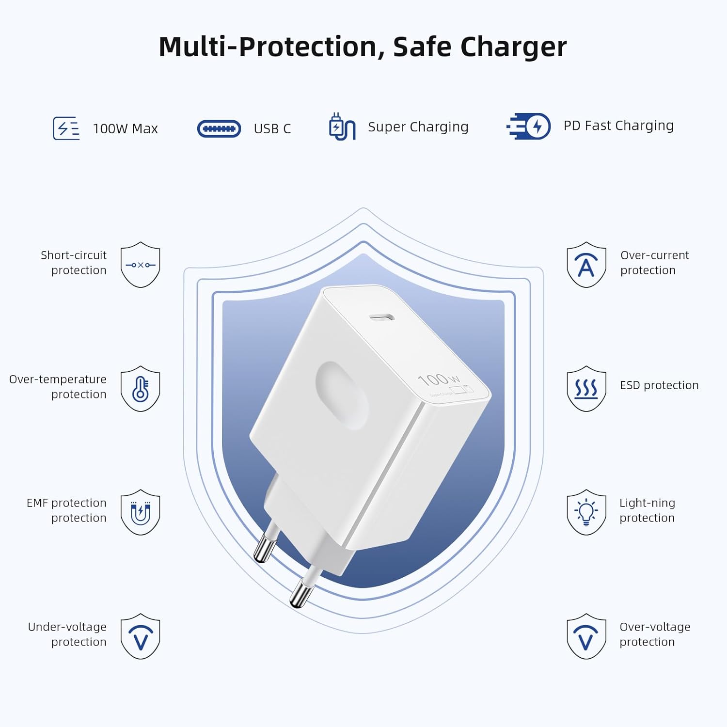 Caricabatterie 100W Supercharge USB-C PD per Honor - immagine 3