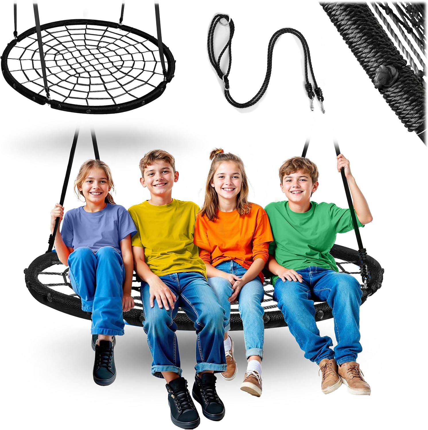 Neo-sport Altalena a Nido per Esterni 120cm, Nero - immagine 1