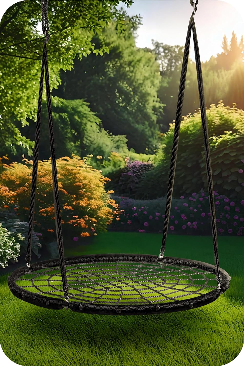 Neo-sport Altalena a Nido per Esterni 120cm, Nero - immagine 6