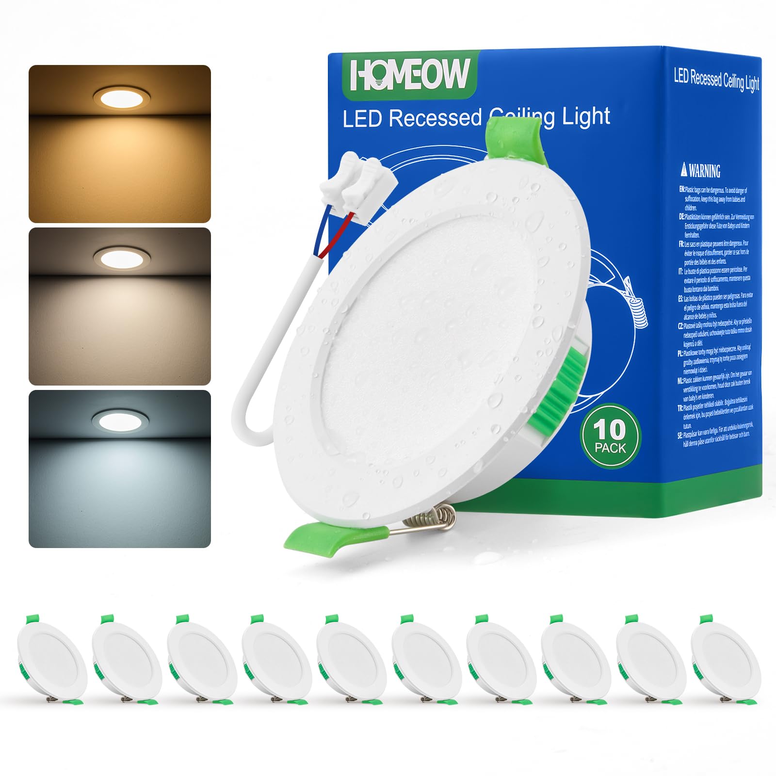 Homeow 10x Faretti LED da Incasso 5W 220V IP44
