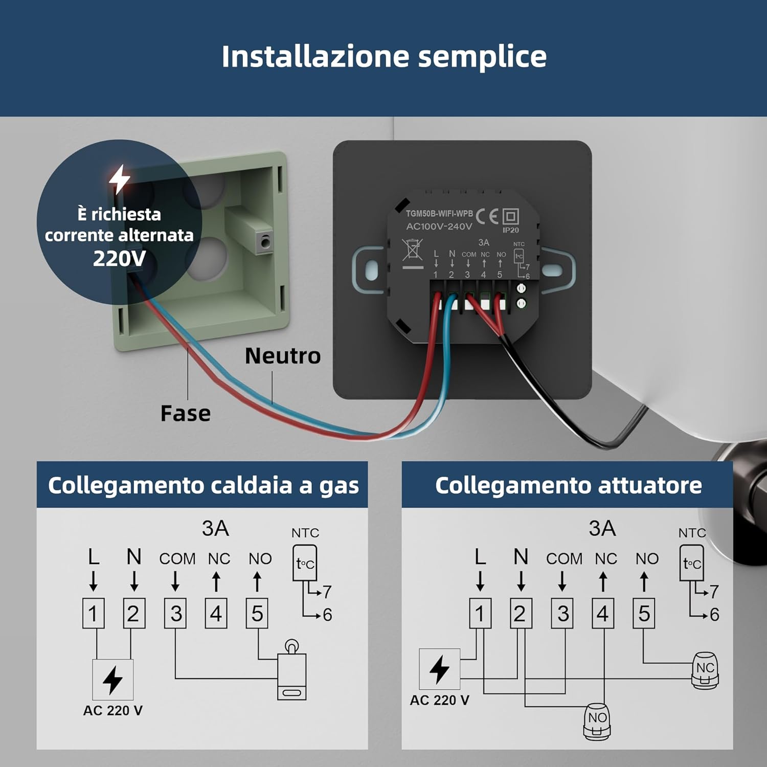 Beok Termostato WiFi per Caldaia, Nero - immagine 3
