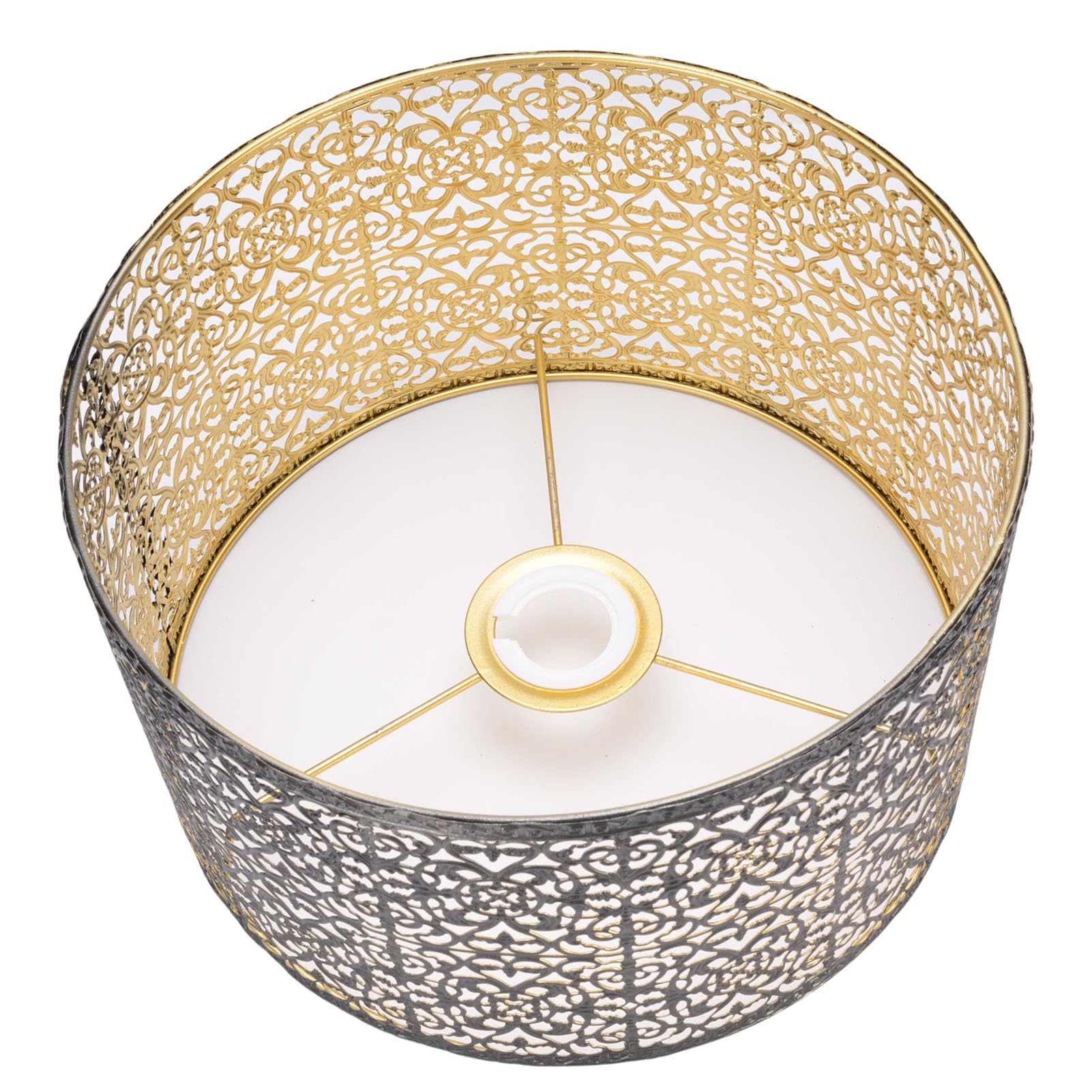 Paralume in Metallo E14 E27 Iron Hollow Out, Nero e Oro