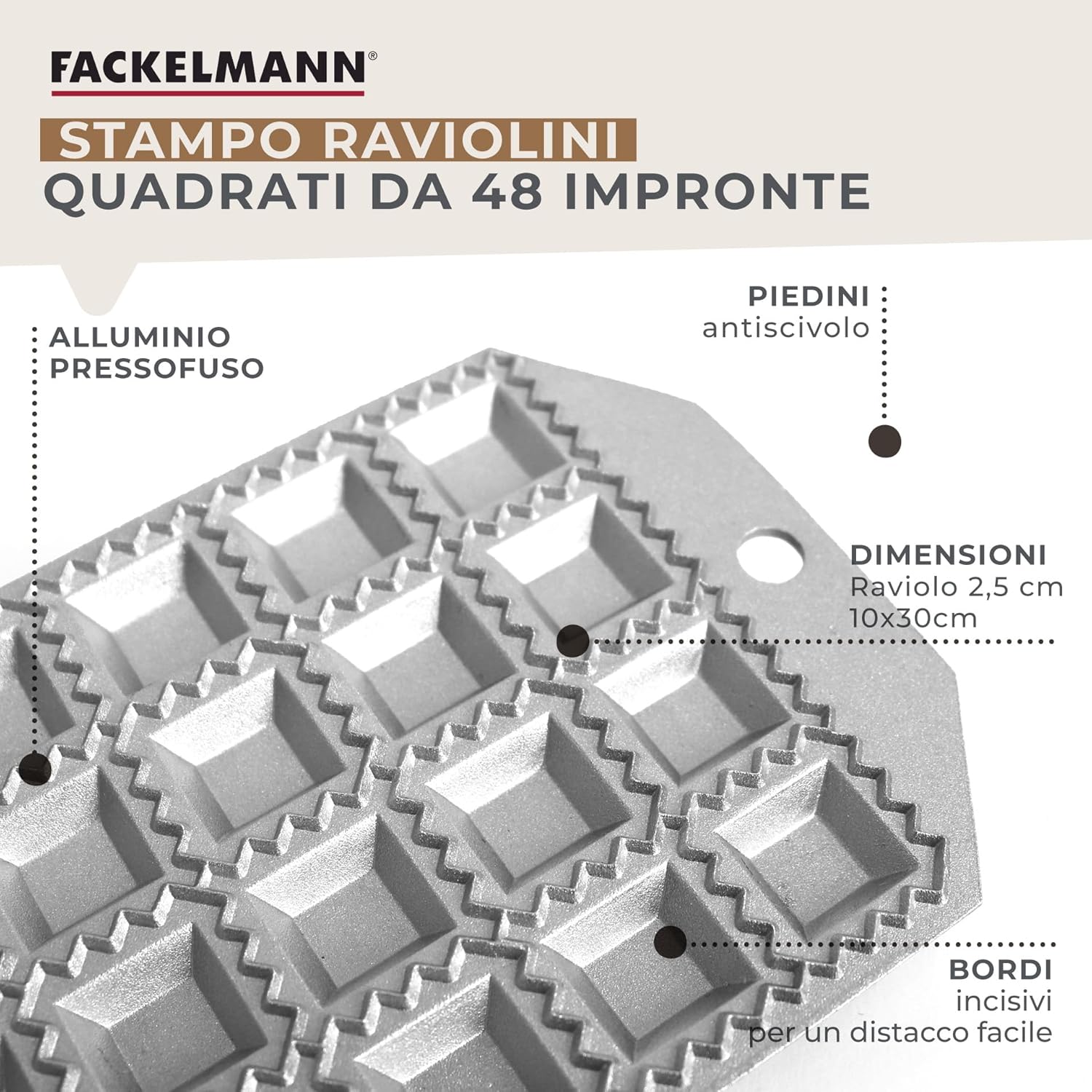 Fackelmann Stampo per Raviolini Quadrati 2,5x2,5 cm - immagine 2