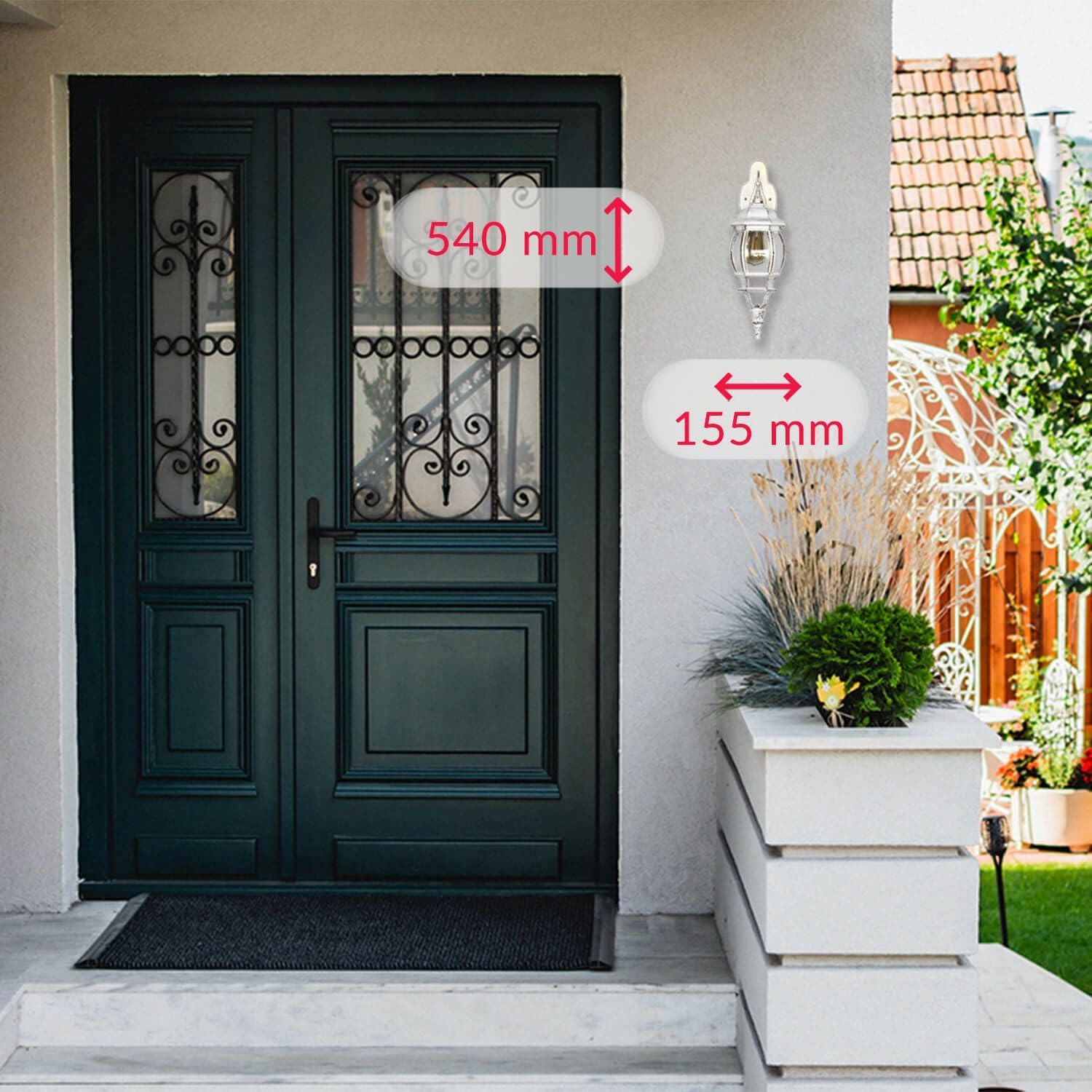 Lampada da parete esterna Brest a lanterna, bianco oro - immagine 3