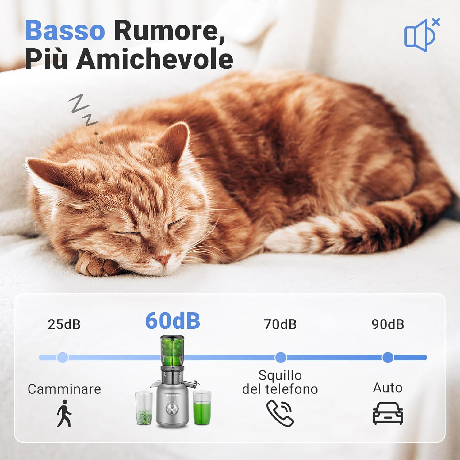 AOBOSI Estrattore di Succo 250W con 2 Filtri, Grigio - immagine 10