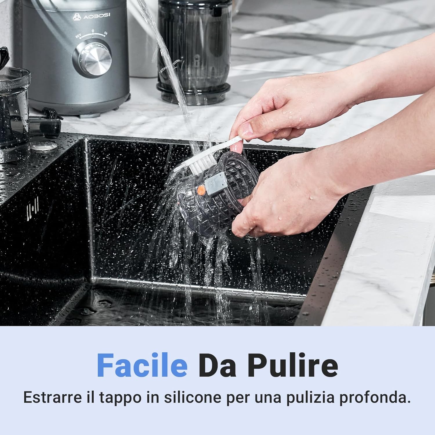 AOBOSI Estrattore di Succo 250W con 2 Filtri, Grigio - immagine 9