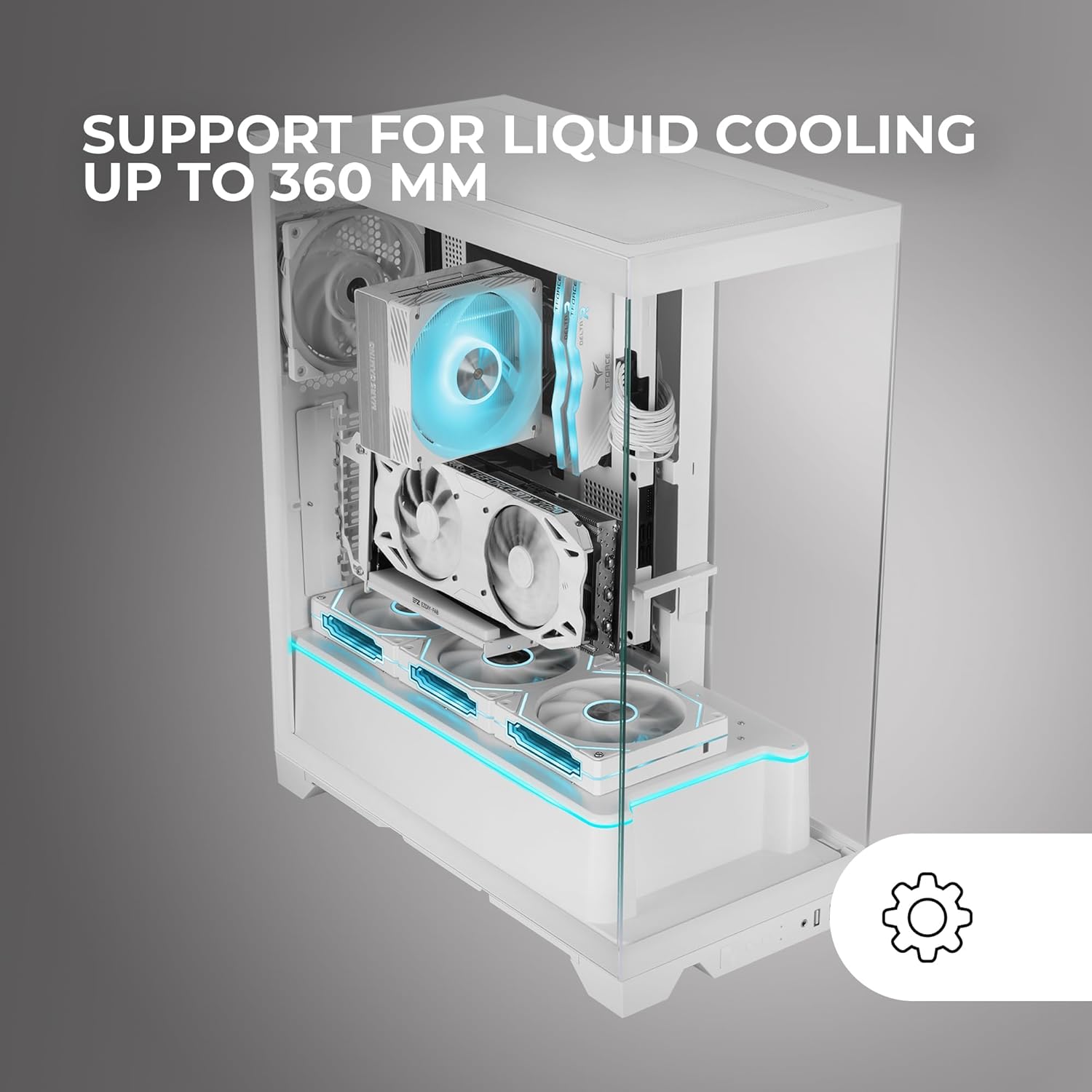 Mars Gaming MC-PRISMA - Case Gaming ATX Triplo Vetro Temperato, Bianco - immagine 4