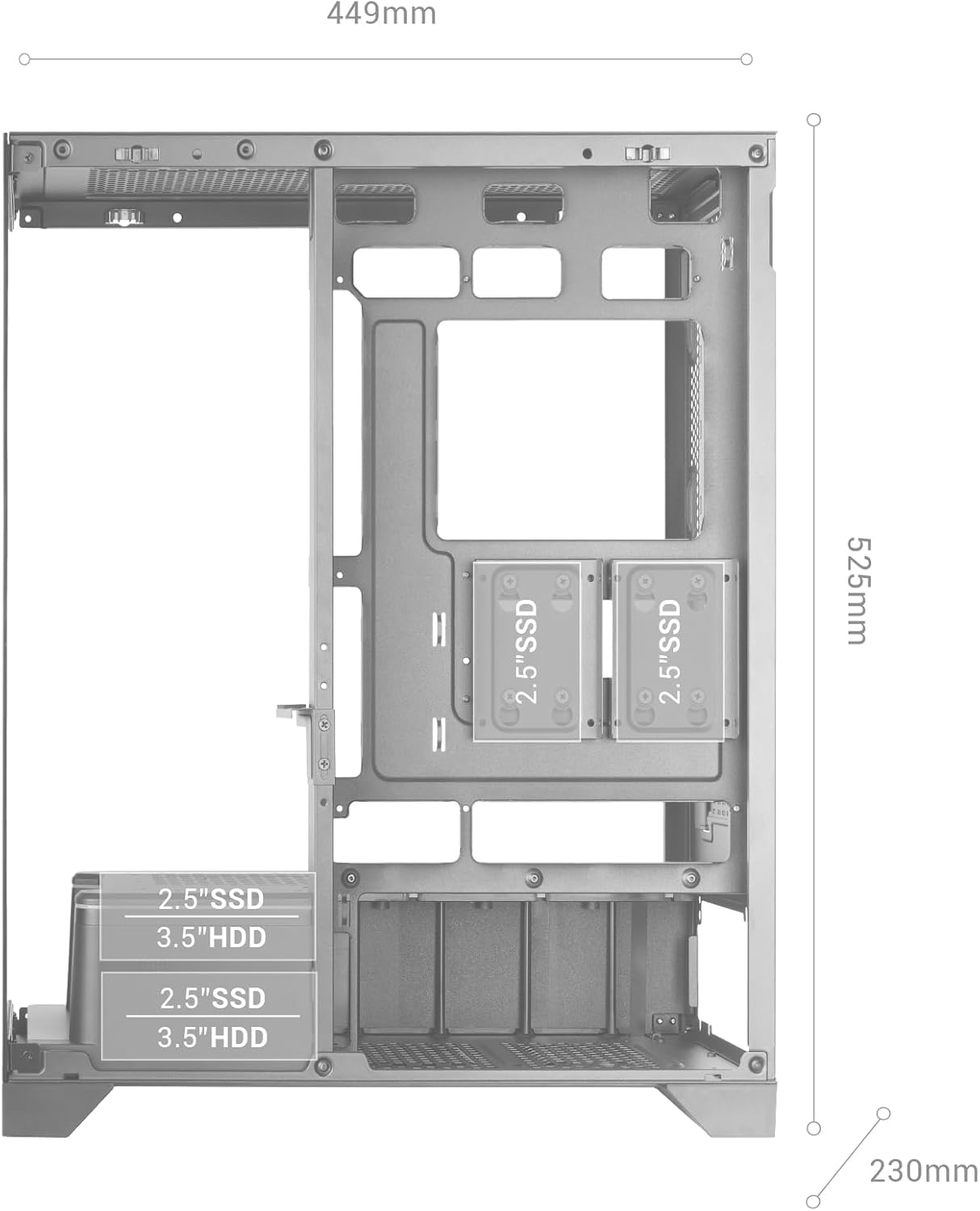 Mars Gaming MC-PRISMA - Case Gaming ATX Triplo Vetro Temperato, Bianco - immagine 7