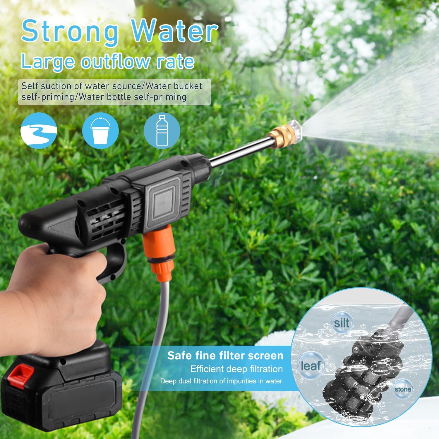 Idropulitrice Portatile a Batteria con Ugello Multispruzzo - immagine 6