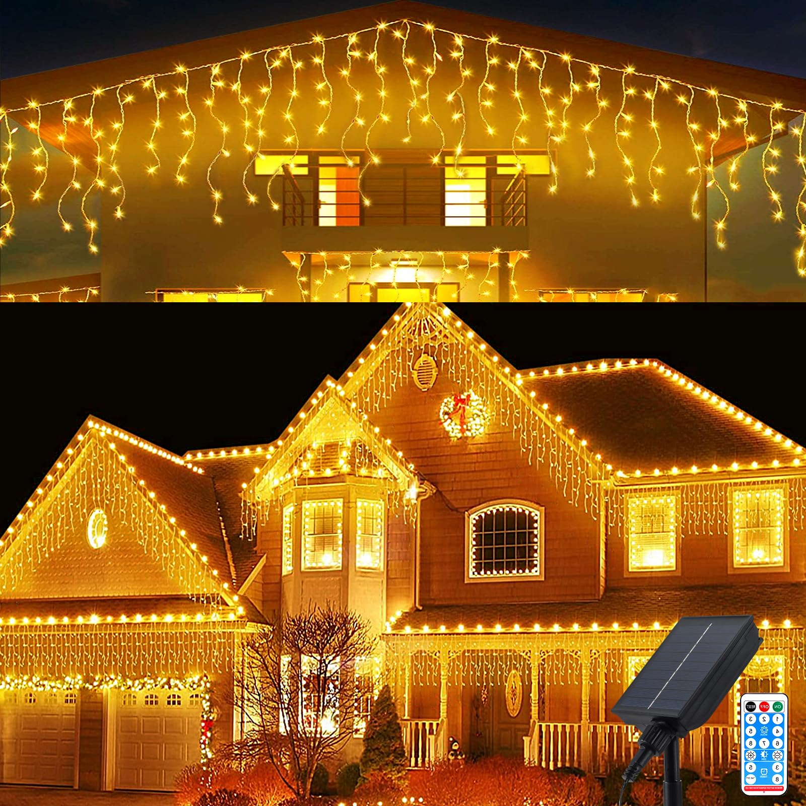 Solare Tenda Luminosa 8M 288 LED, Luce Ghiaccio Natale