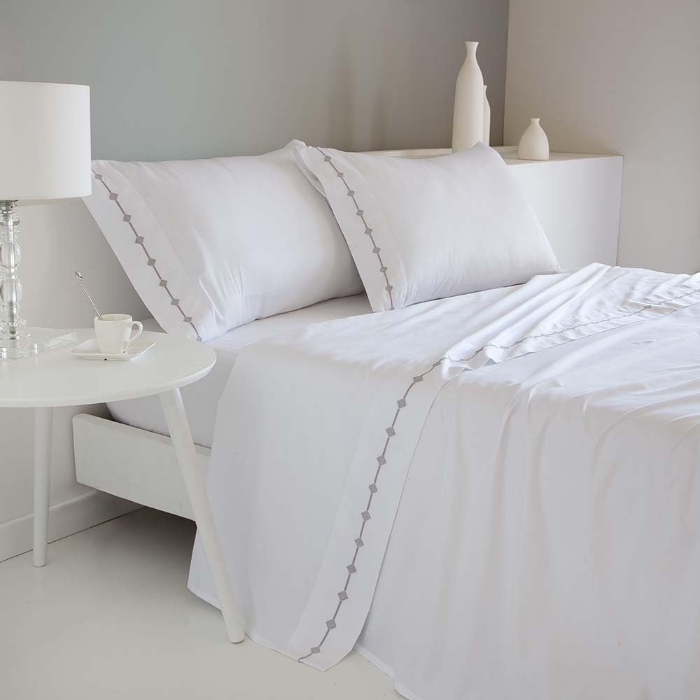 Cotton Artean Set Lenzuola Raso Cotone Egiziano Bianco