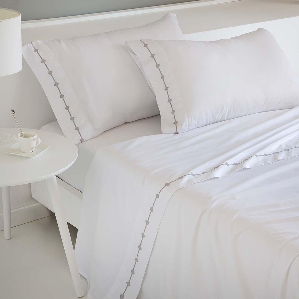 Cotton Artean Set Lenzuola Raso Cotone Egiziano Bianco - immagine 2